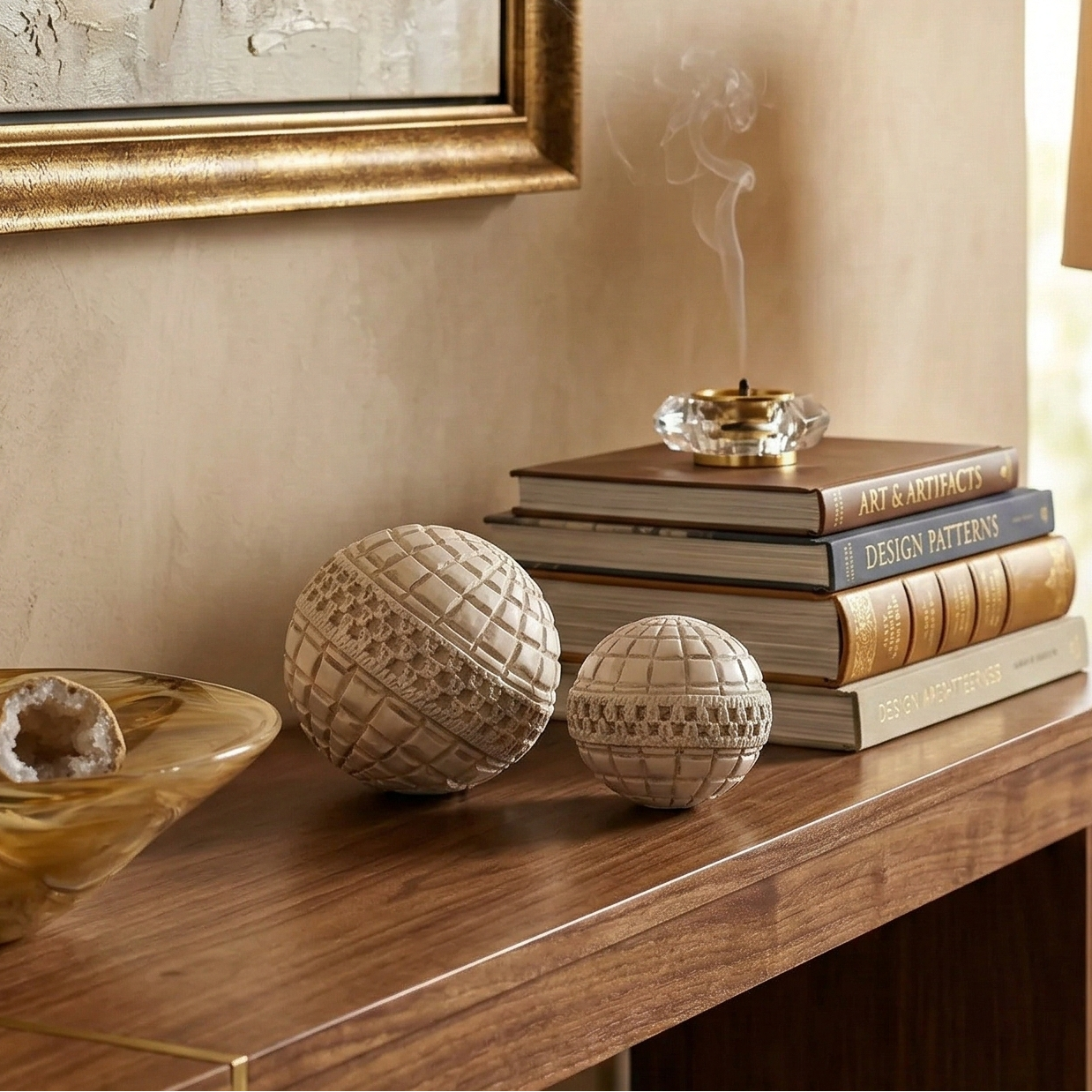 White Lattice Ball Table Accent (Single)