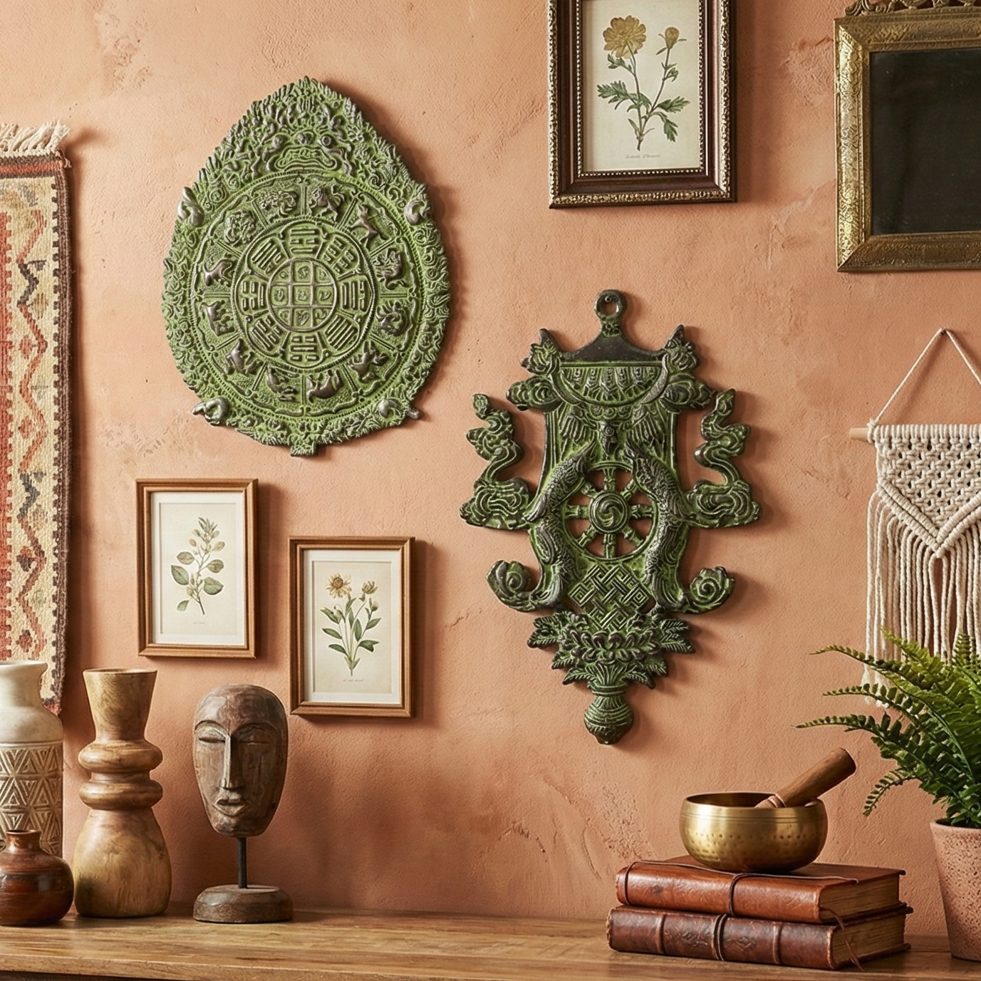 Handcarved Metal Wall Art (set of 2)