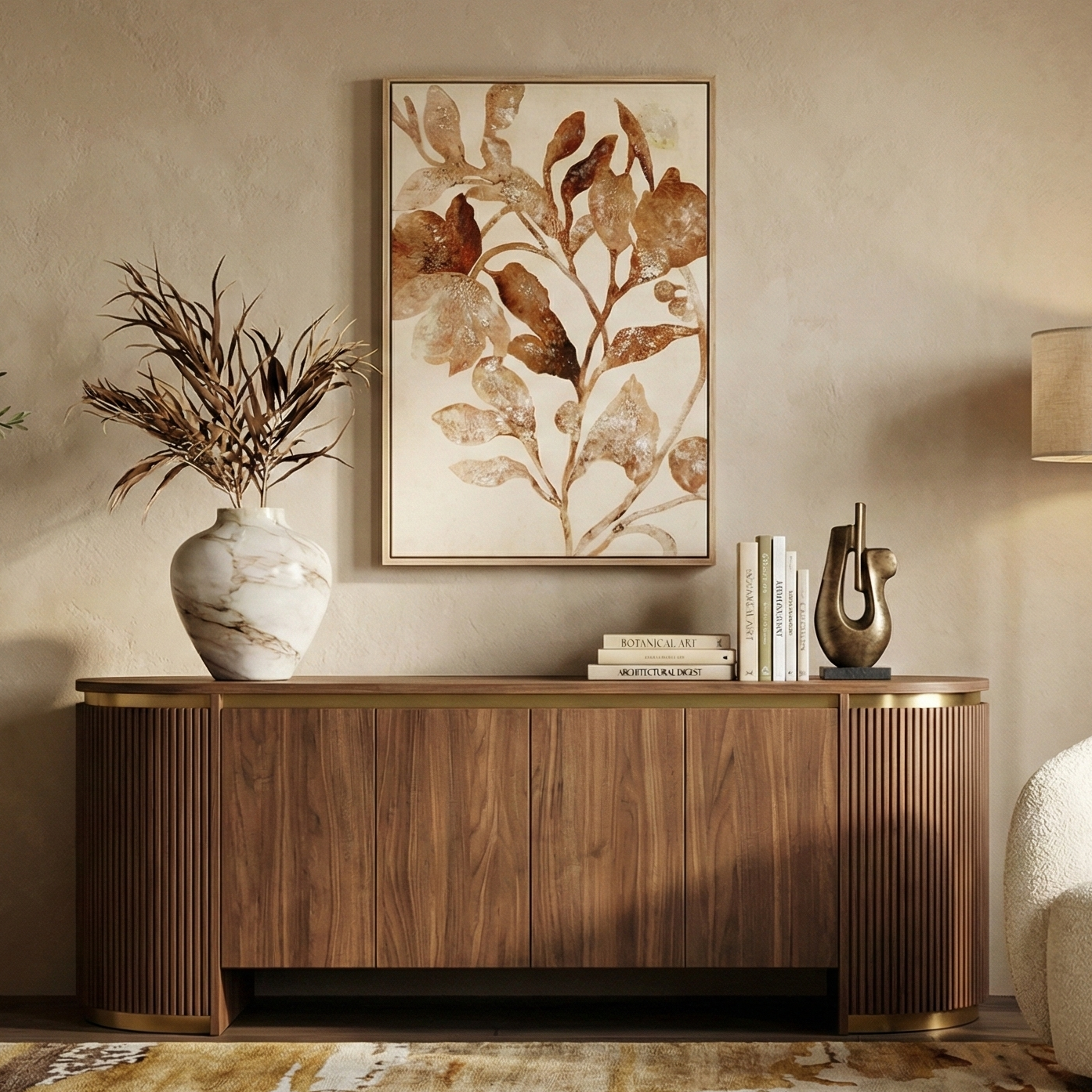 Botanical Foliage Canvas Art with Foil Accents