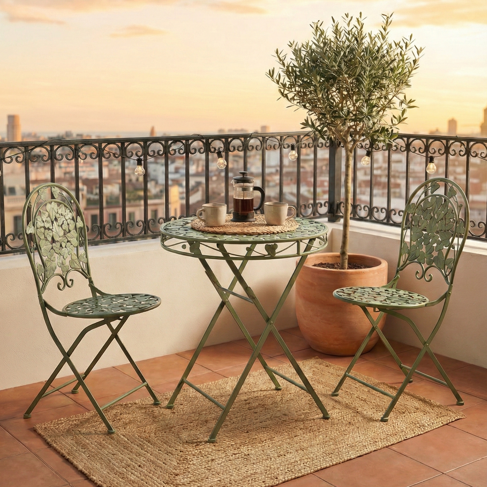 Sage Green Foldable Outdoor Chair & Table (Single)