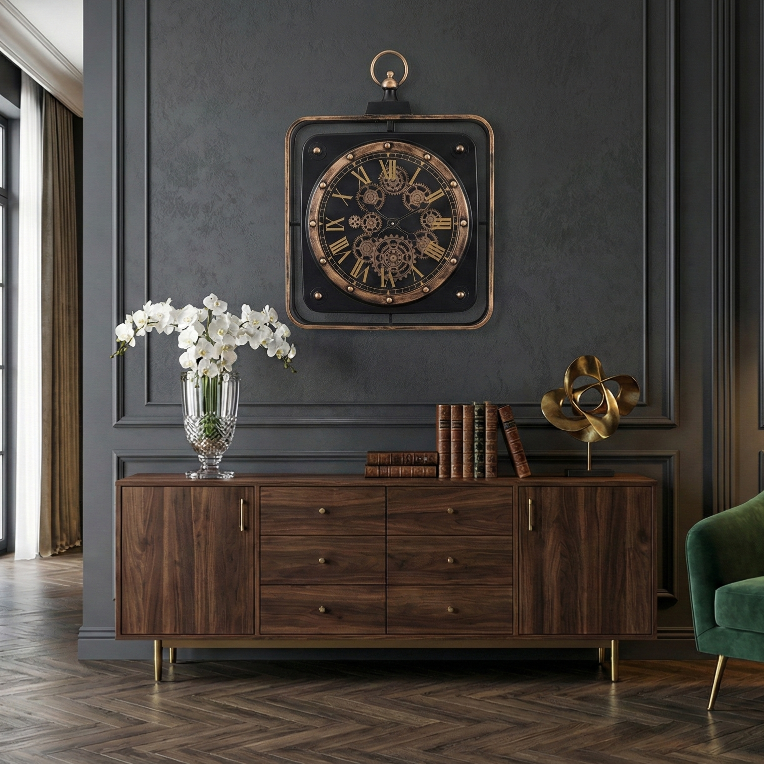 Framed Square Antique Wall Clock