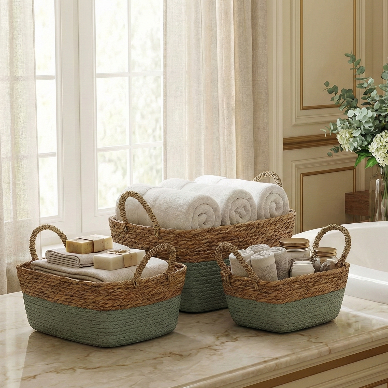 Coastal Braids Storage Bins - Blue (Set of 3)