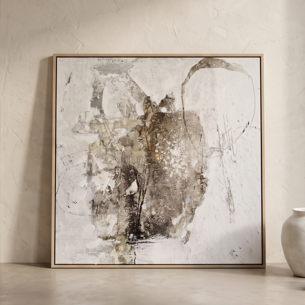 Gestural Abstraction Oil-Painted Canvas Art