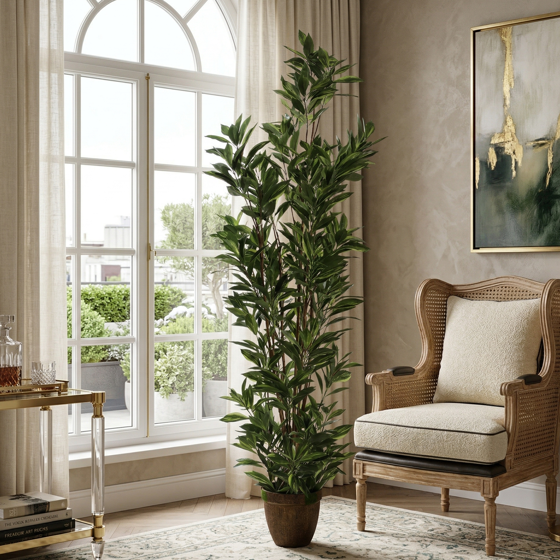 Green Dracaena Faux Plant with Pot (Tall)