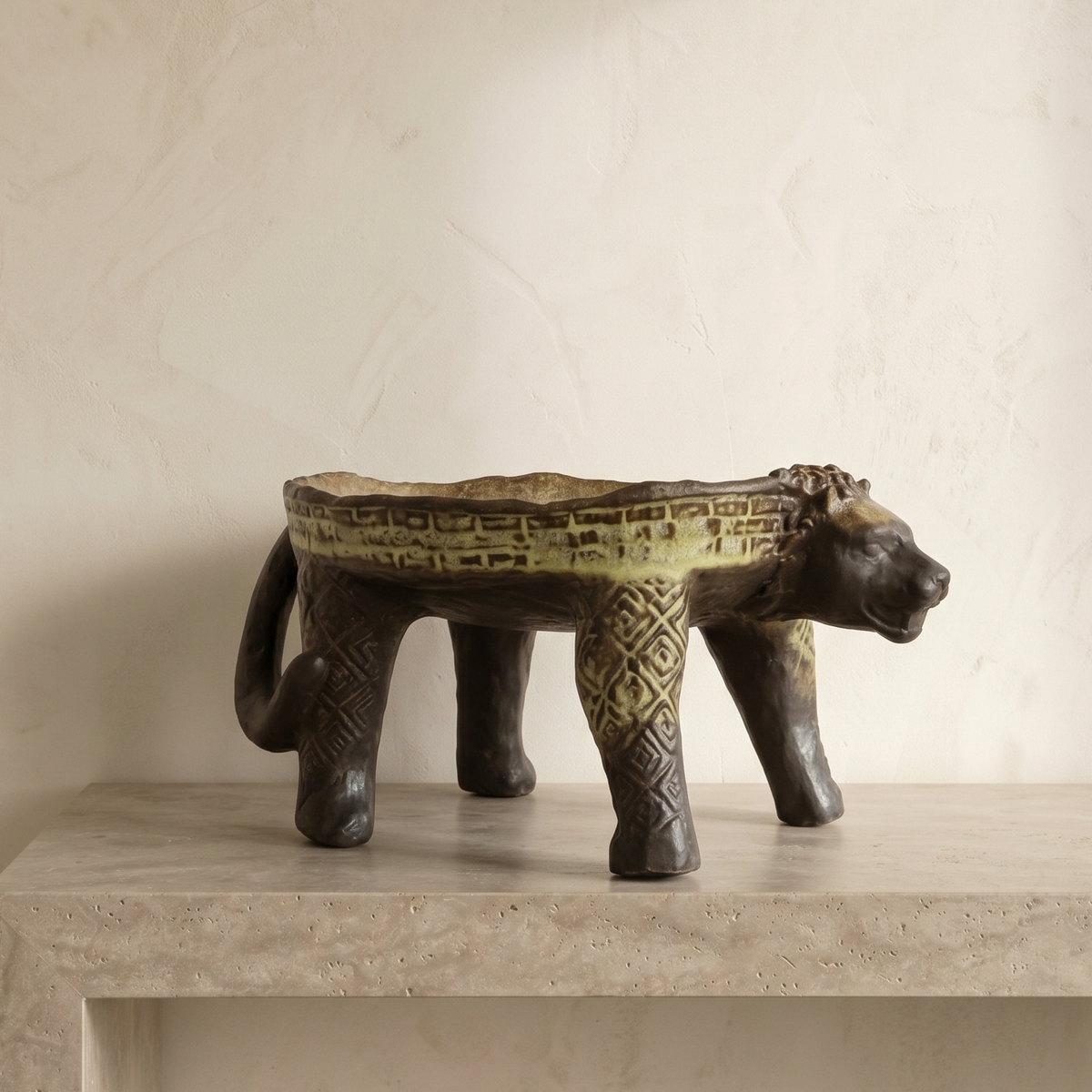 Jaguar Offering Tray Figurine