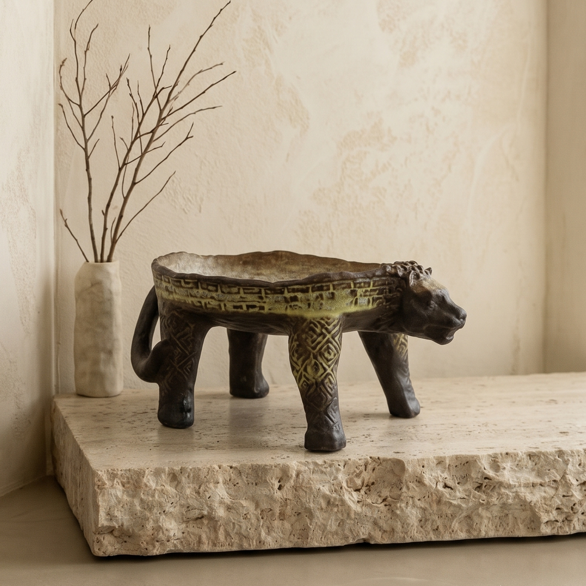 Jaguar Offering Tray Figurine