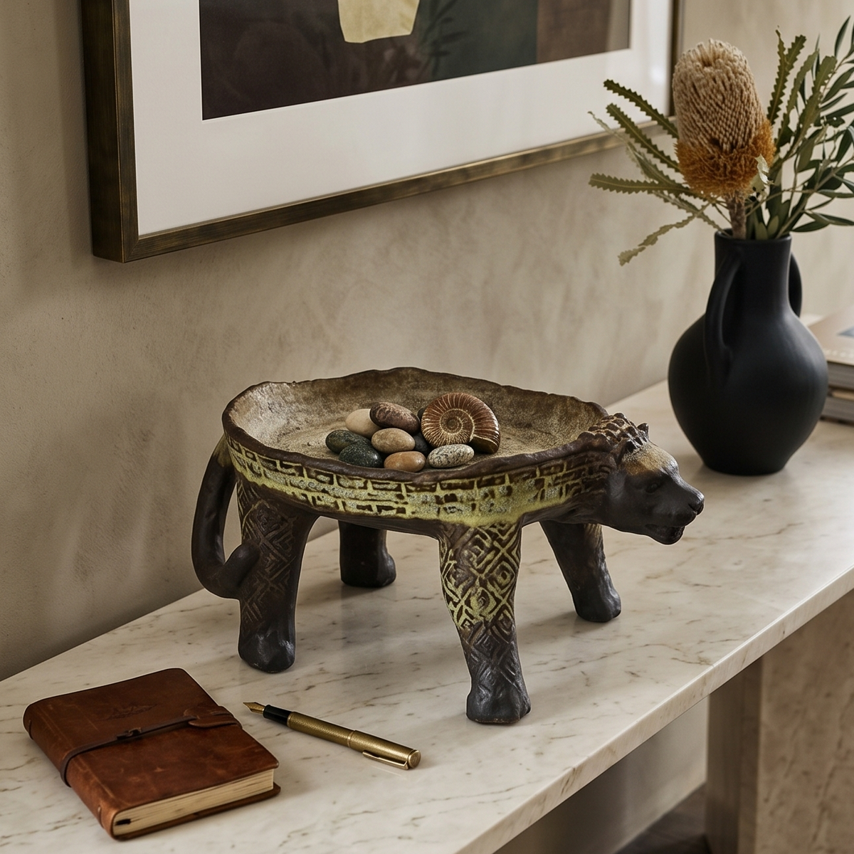 Jaguar Offering Tray Figurine