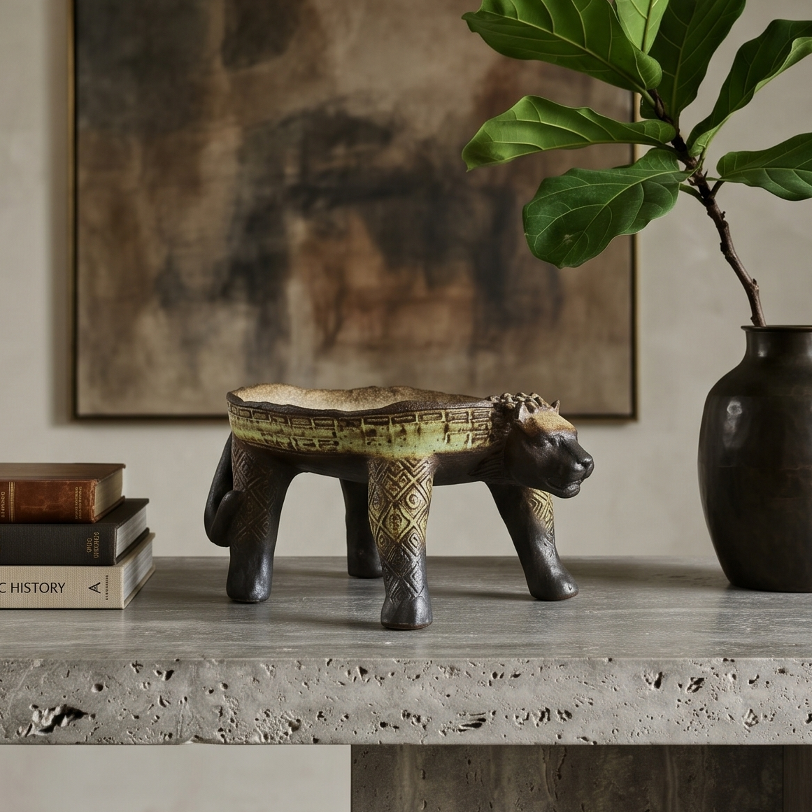 Jaguar Offering Tray Figurine