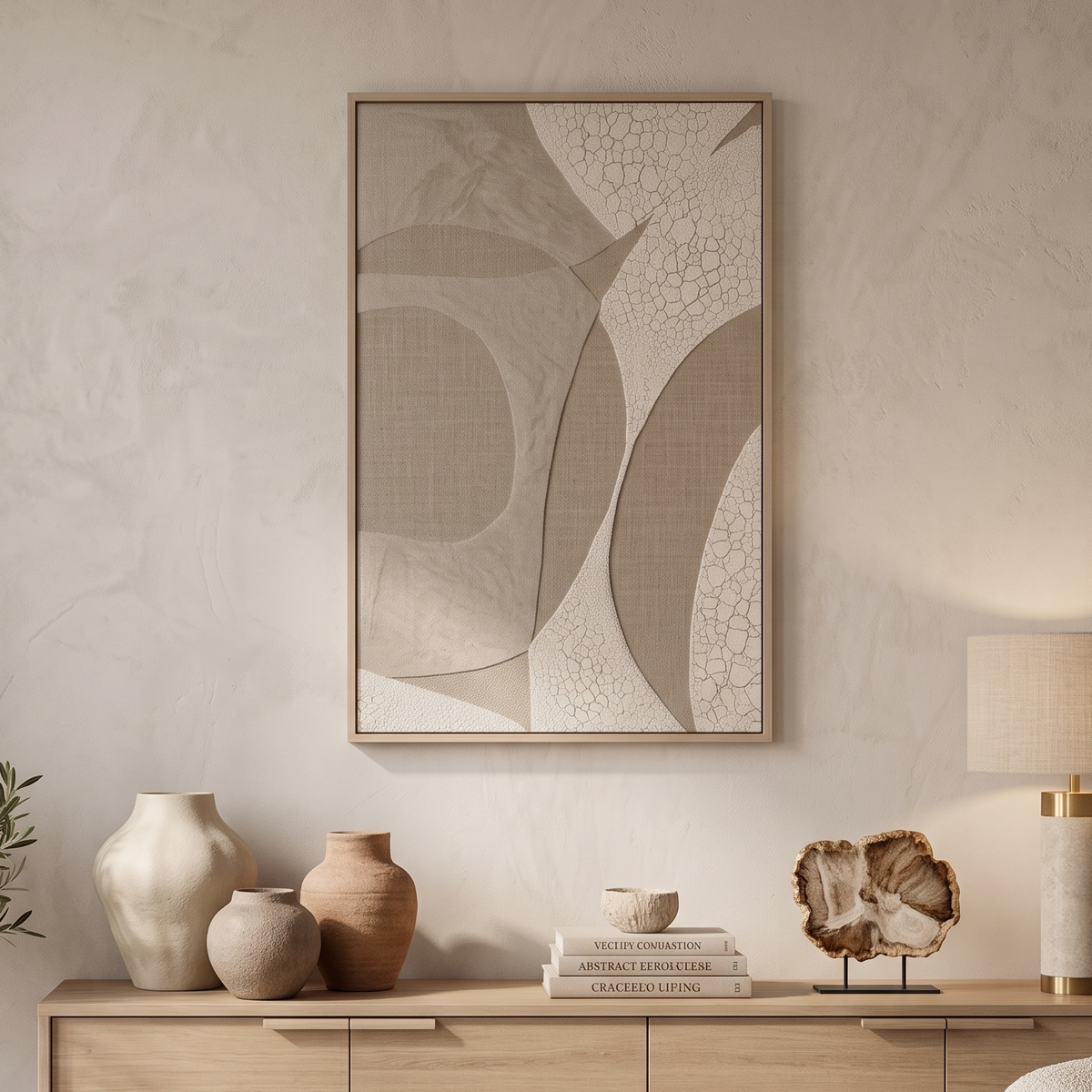 Hand-Painted Crack Finish Canvas Wall Art