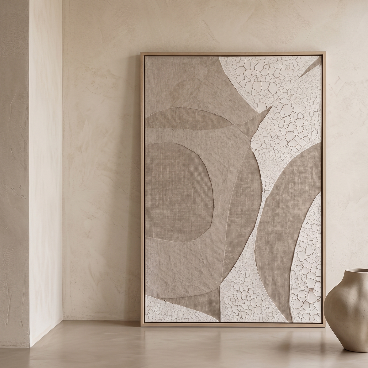 Hand-Painted Crack Finish Canvas Wall Art