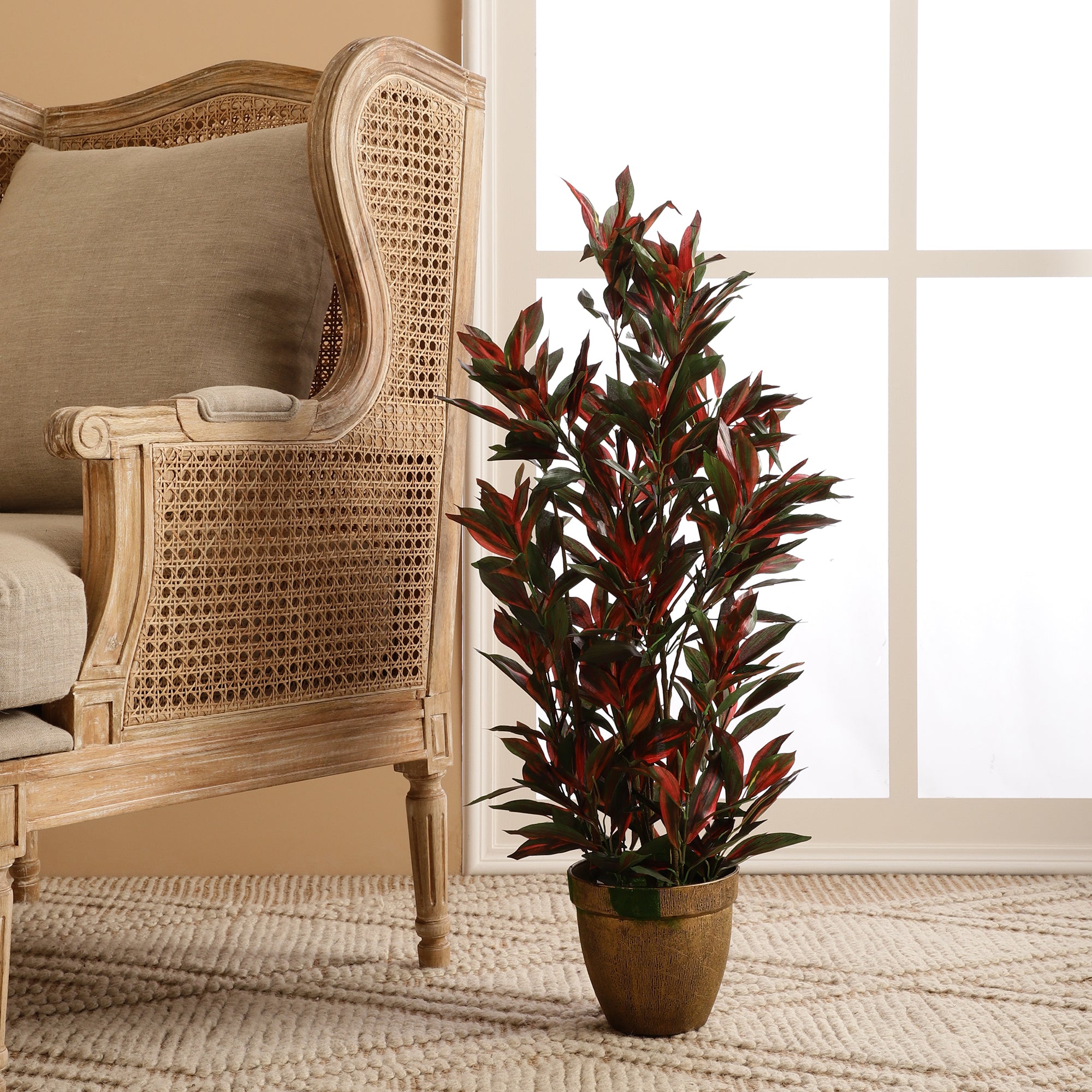 Ruby Red Dracaena Faux Plant with Pot