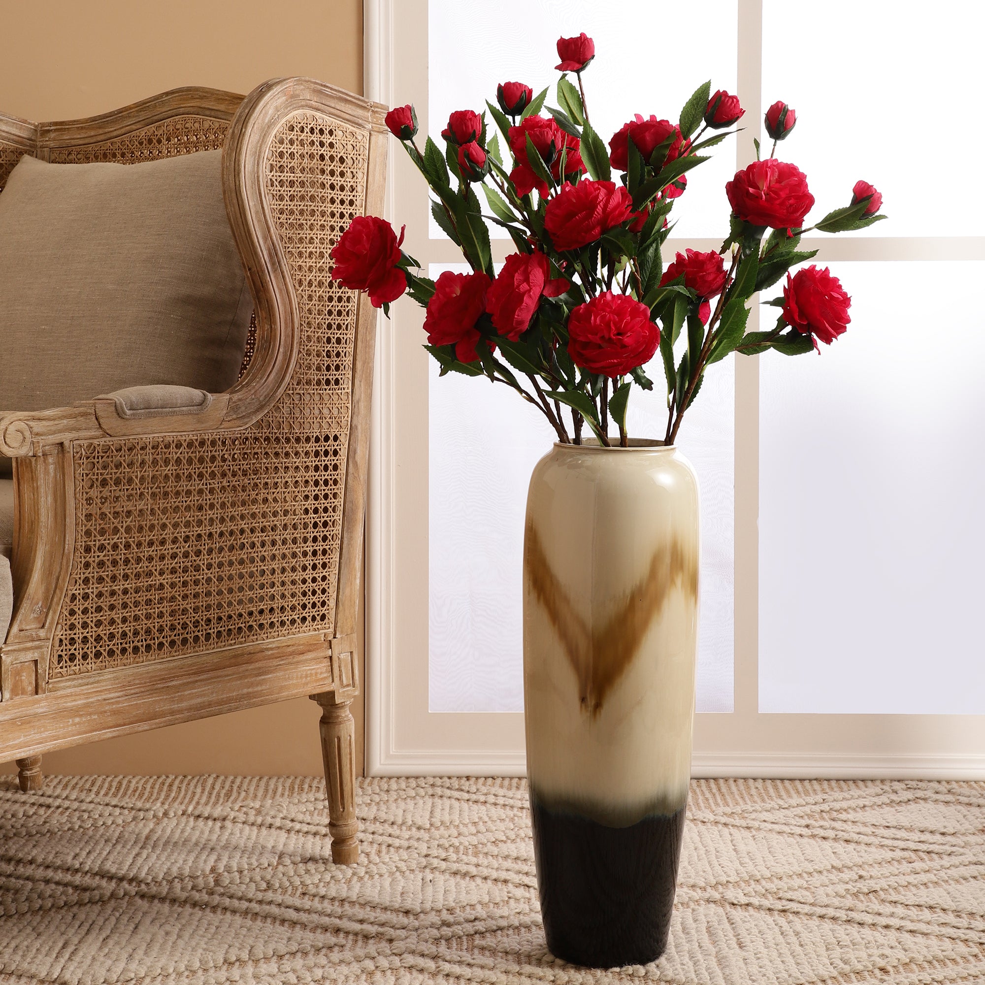Red Rose Faux Flower Stick (Single)