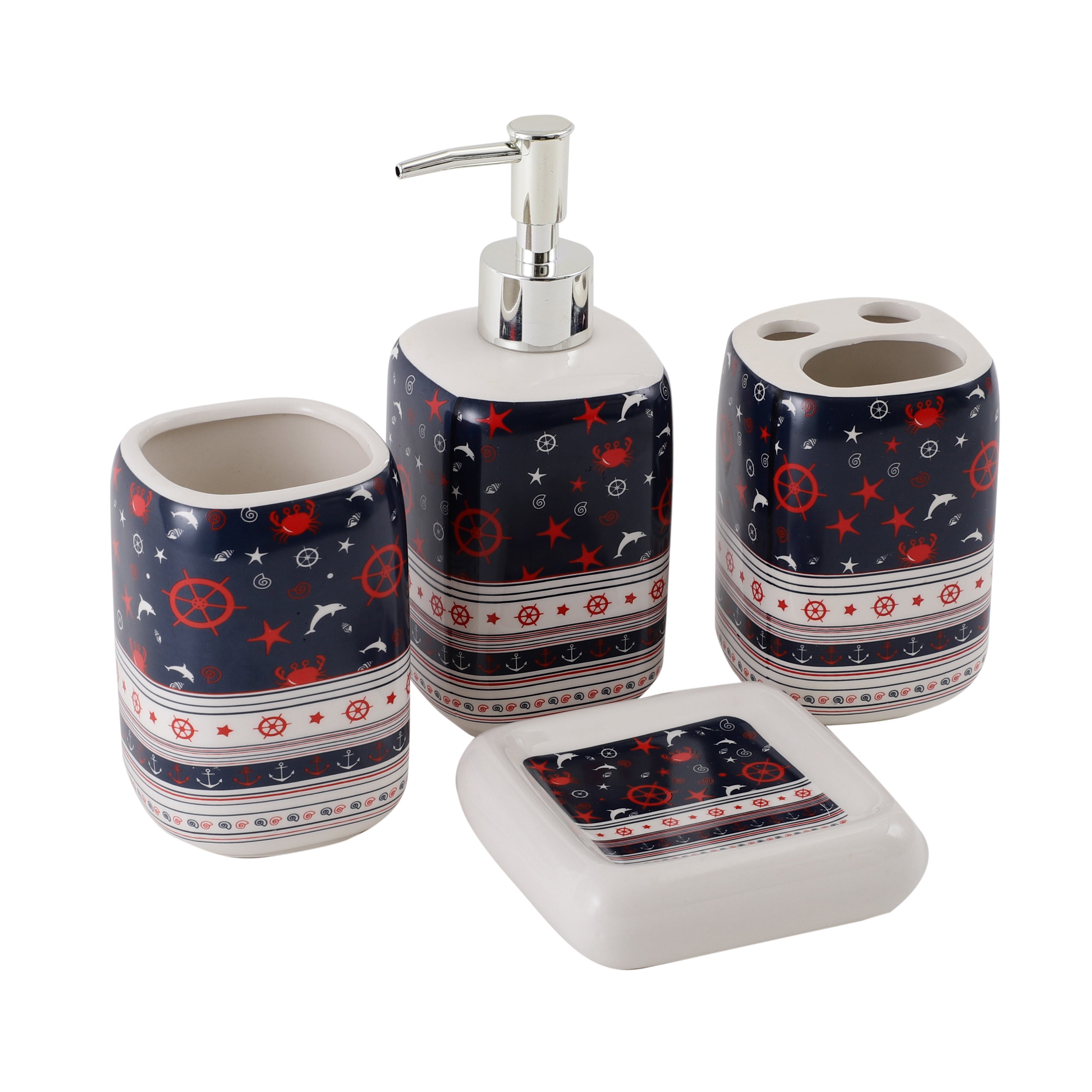 Nautica 4 Piece Bath Set - Red/Blue