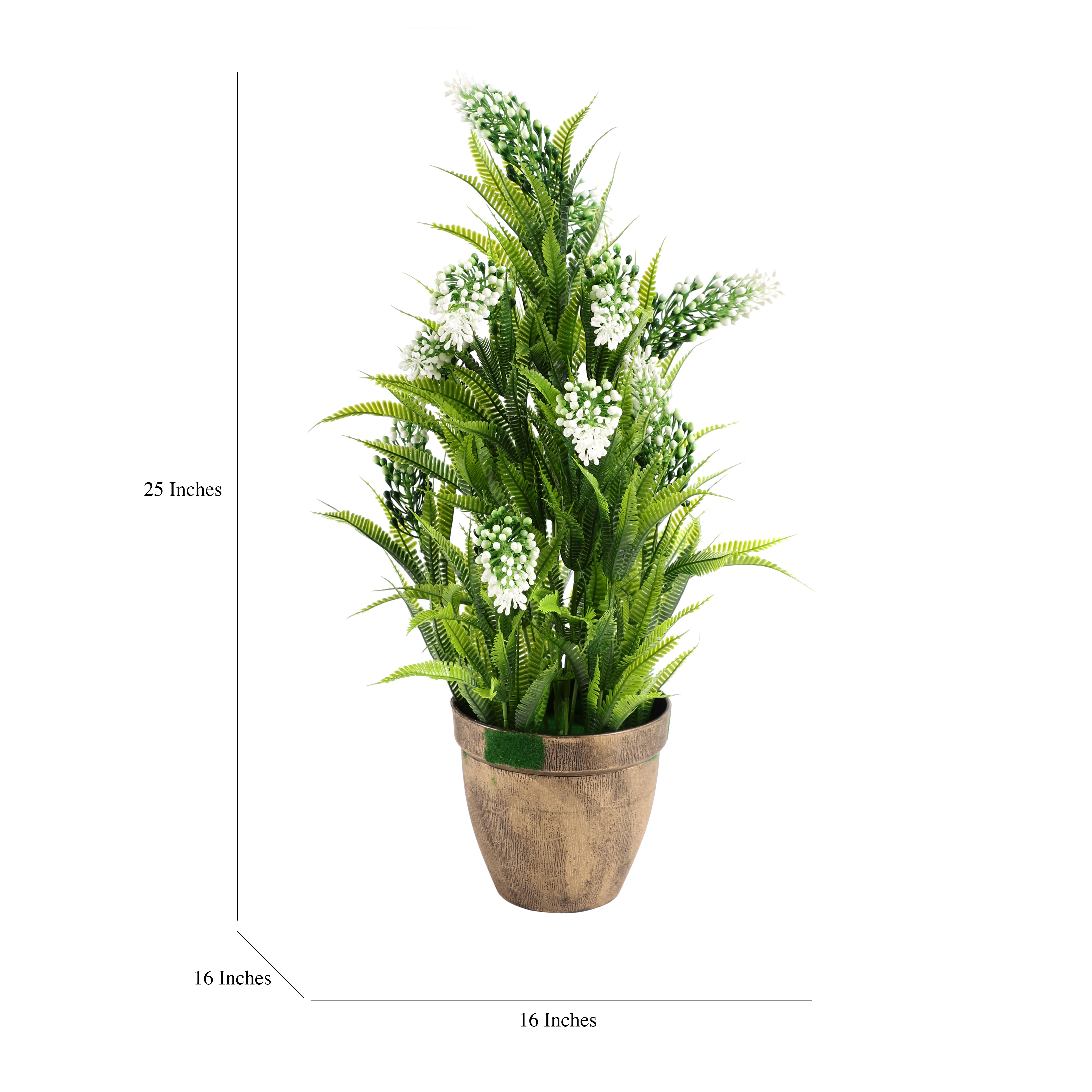 Fern Faux Plant - Green/White (Medium)