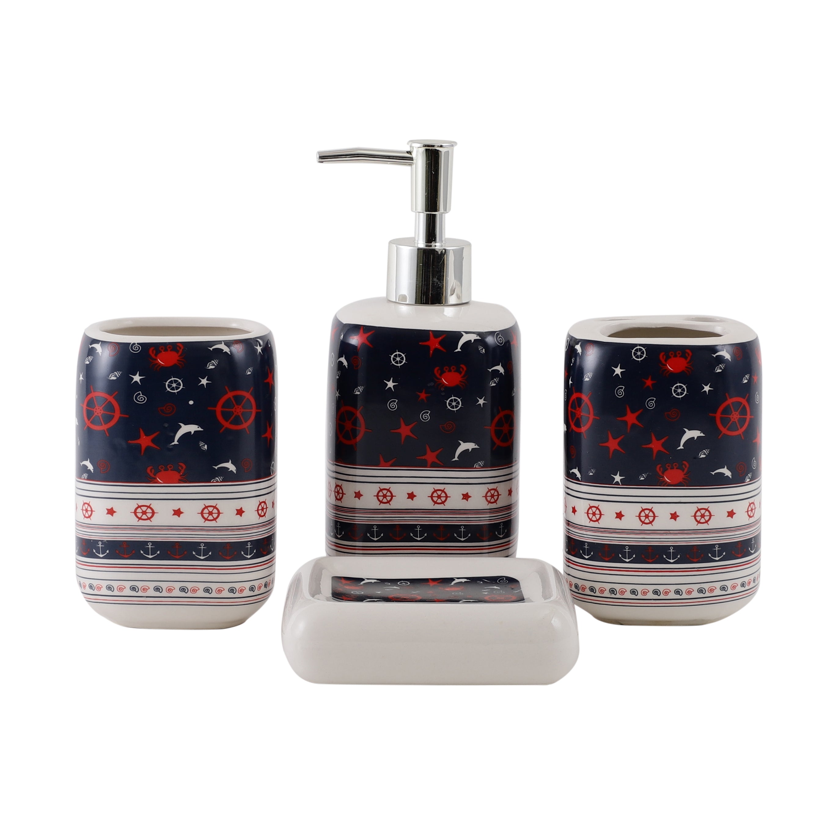 Nautica 4 Piece Bath Set - Red/Blue