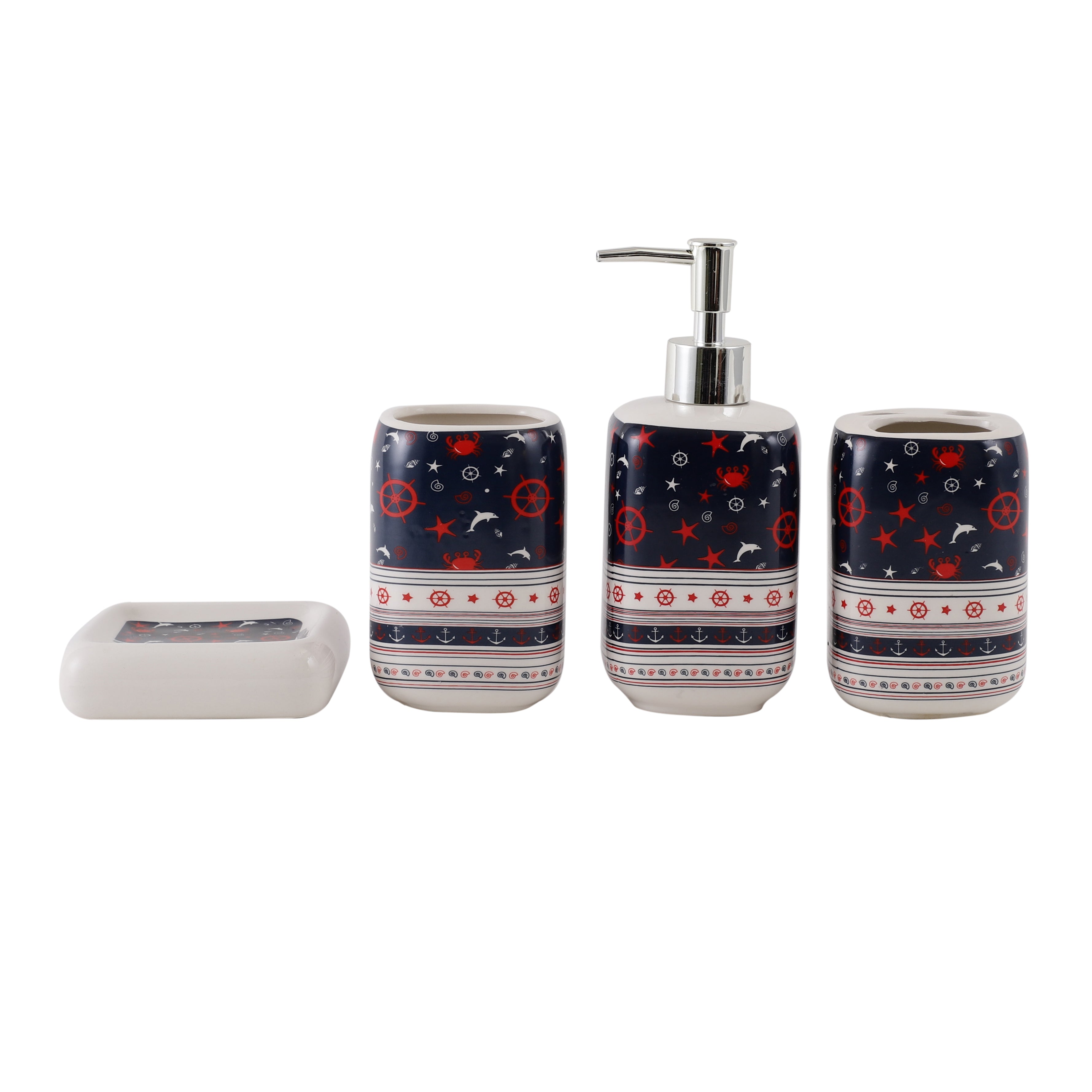 Nautica 4 Piece Bath Set - Red/Blue