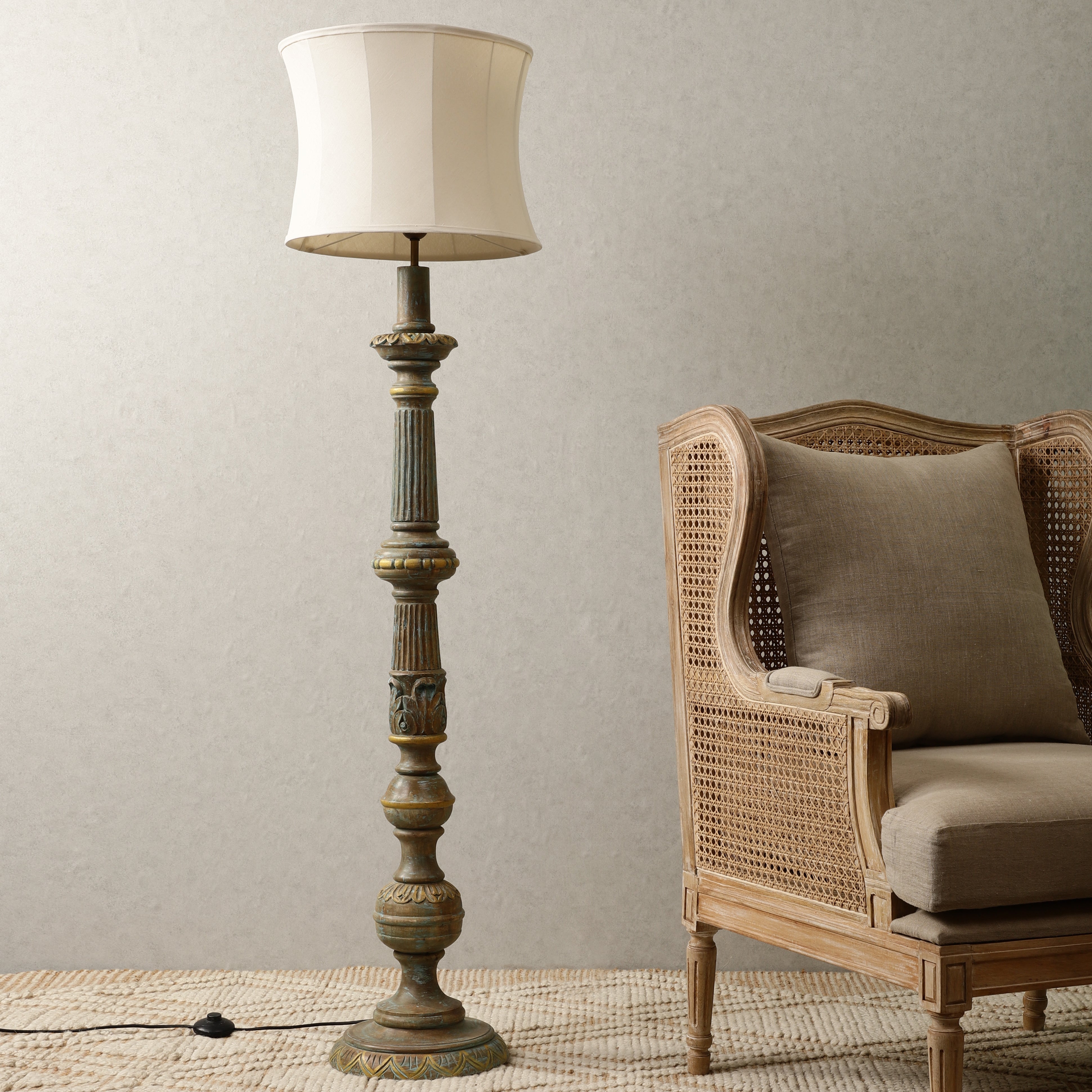 Rustic wooden deals floor lamp