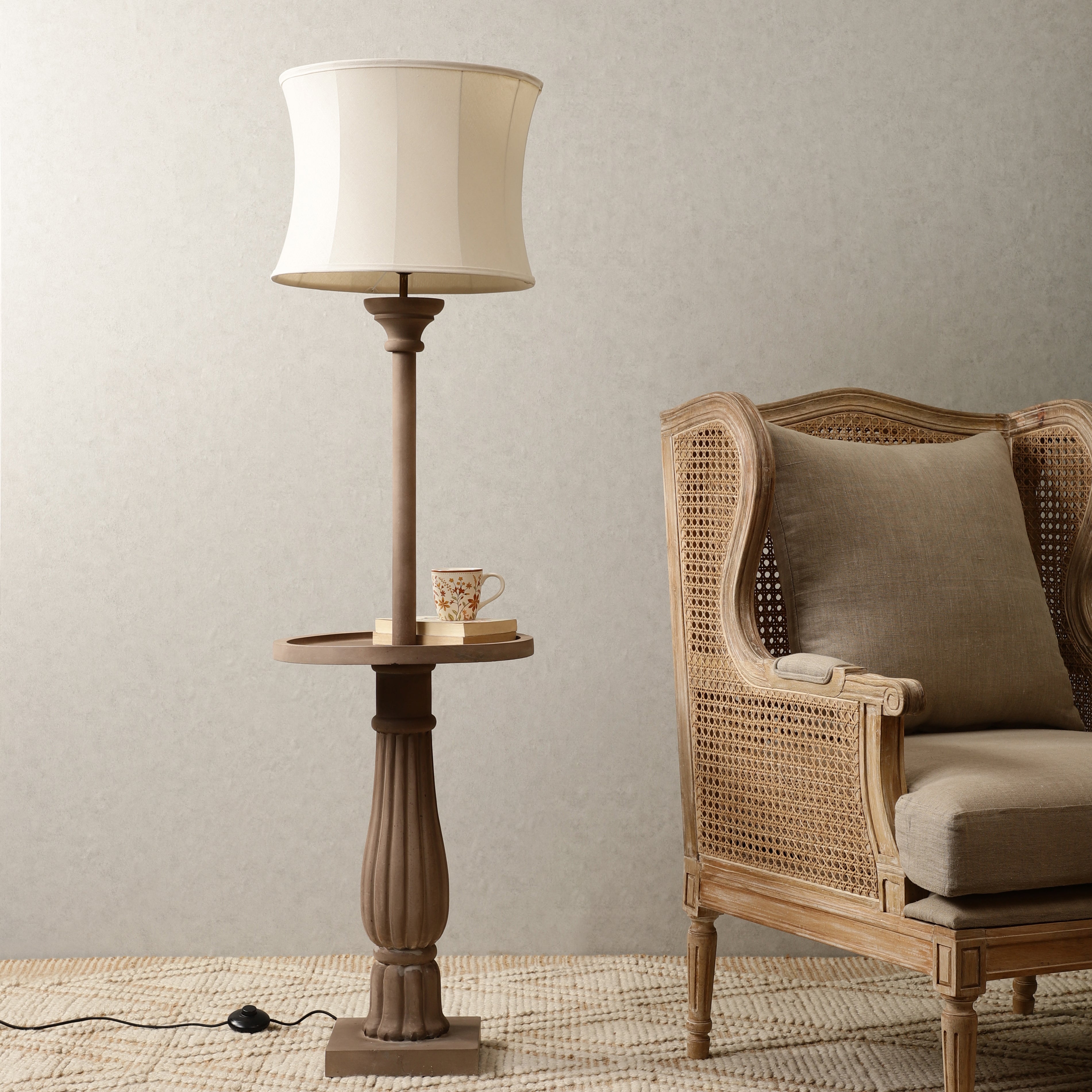 Rustic floor lamp sales with table