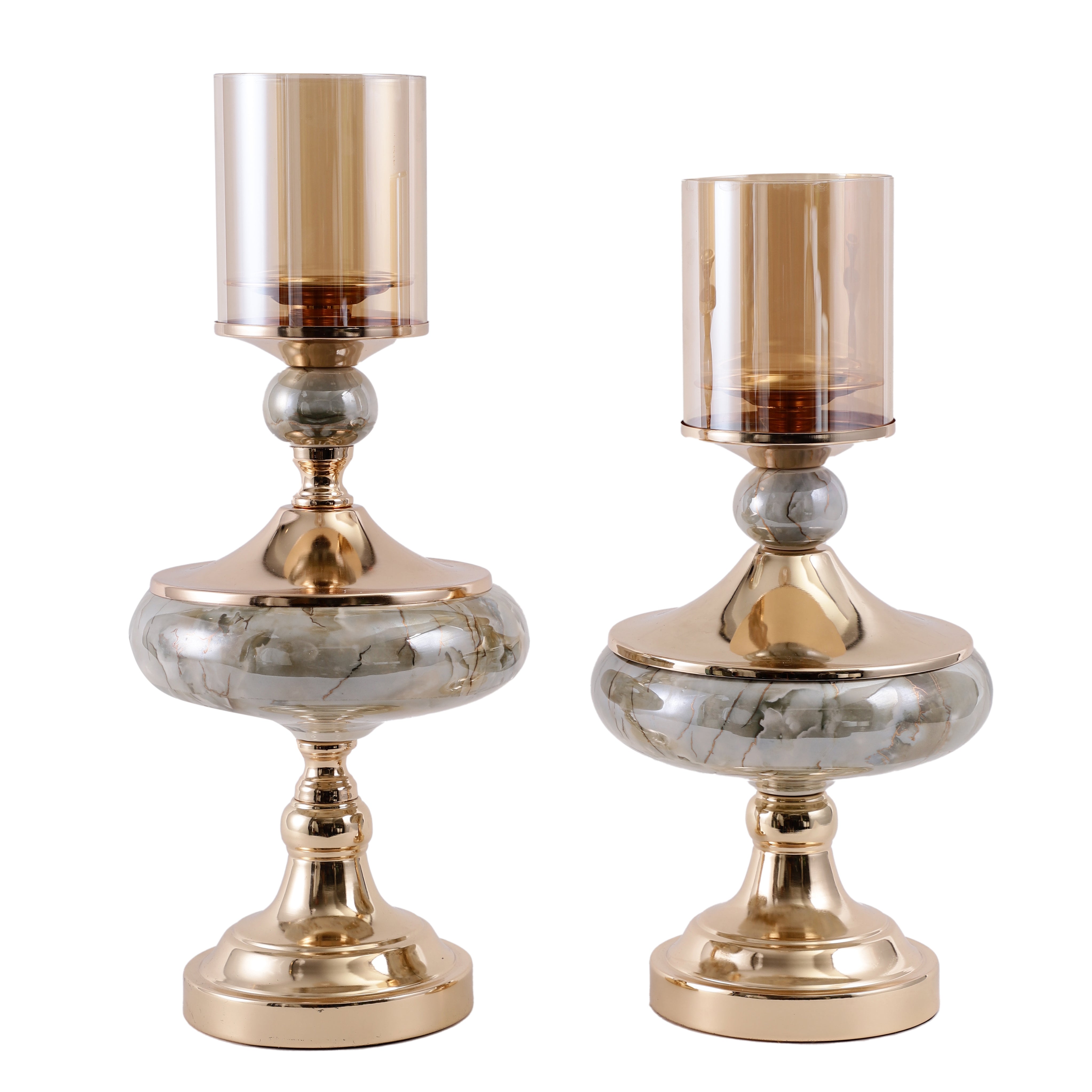 Regal Metal & Marble Finish Candle Holder (Single)