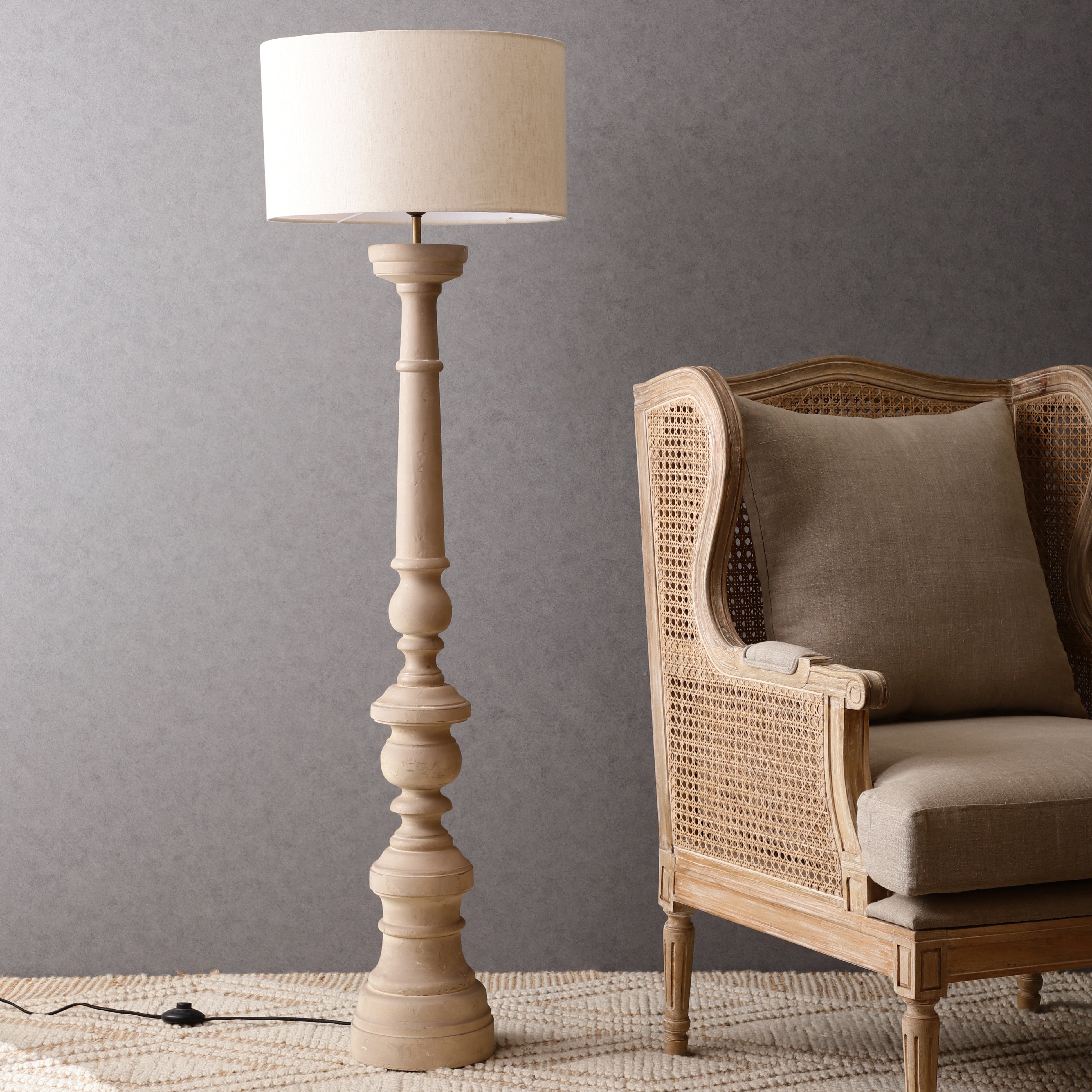 Chunky wood floor sales lamp