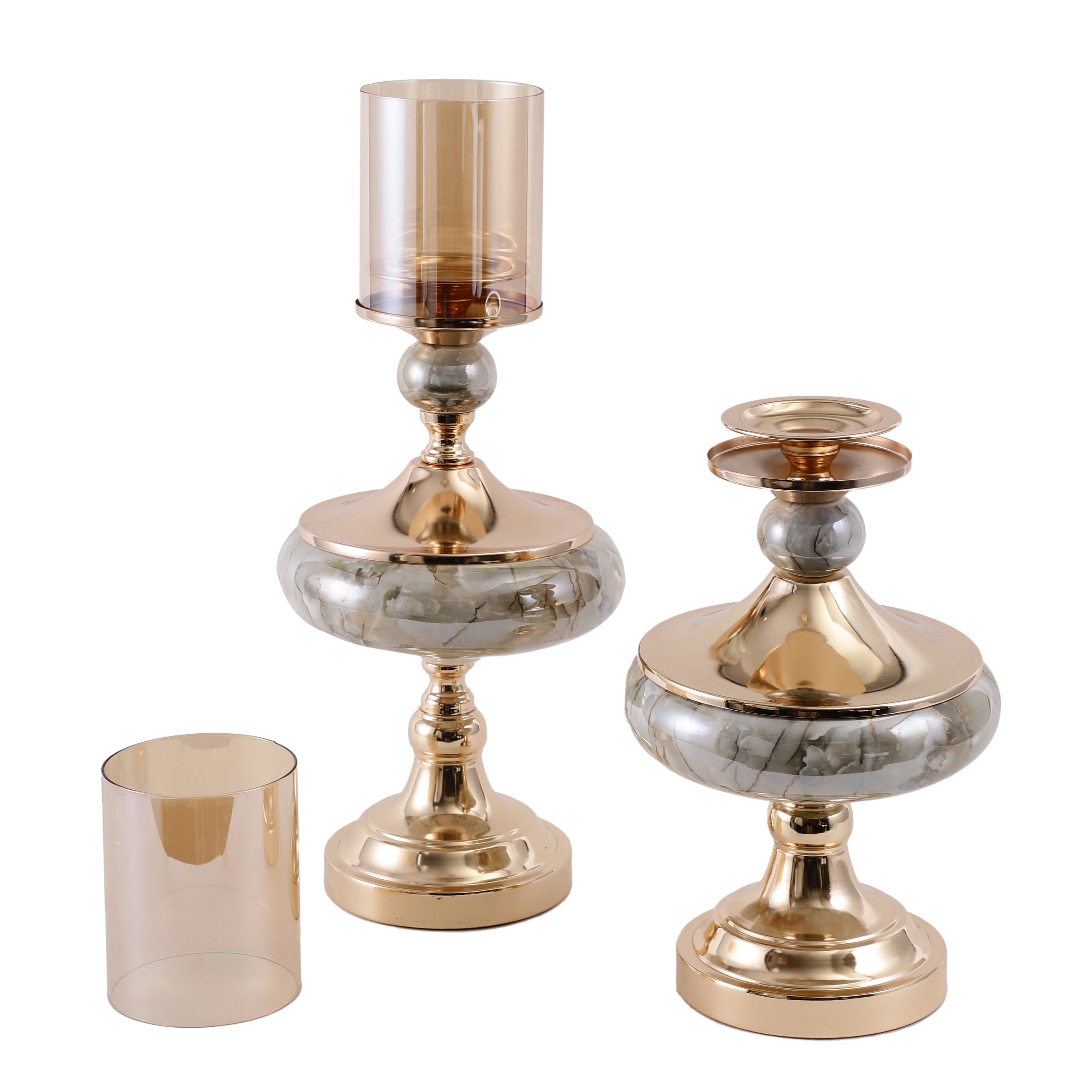 Regal Metal & Marble Finish Candle Holder (Single)