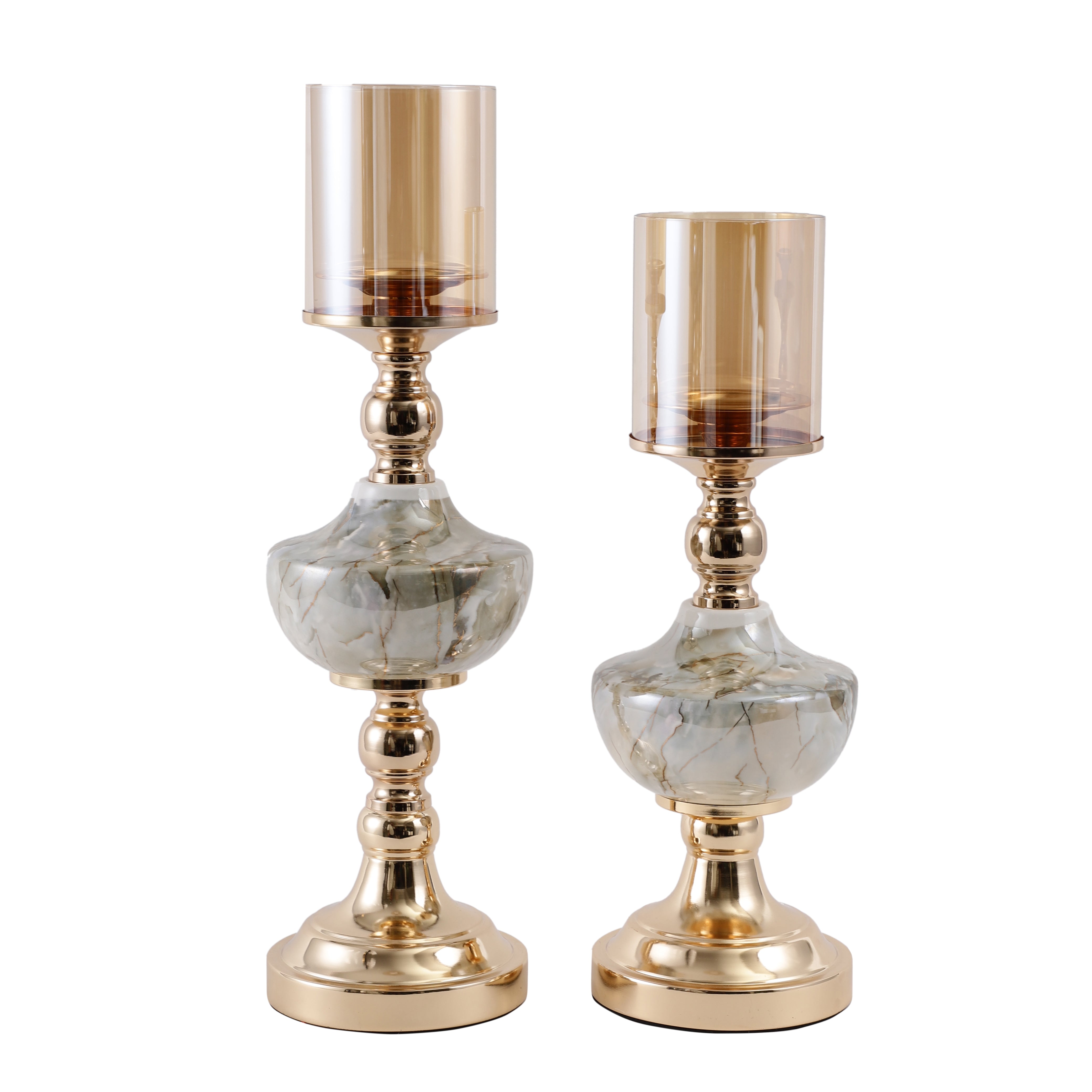 Elegant Metal & Marble Finish Candle Holder (Single)