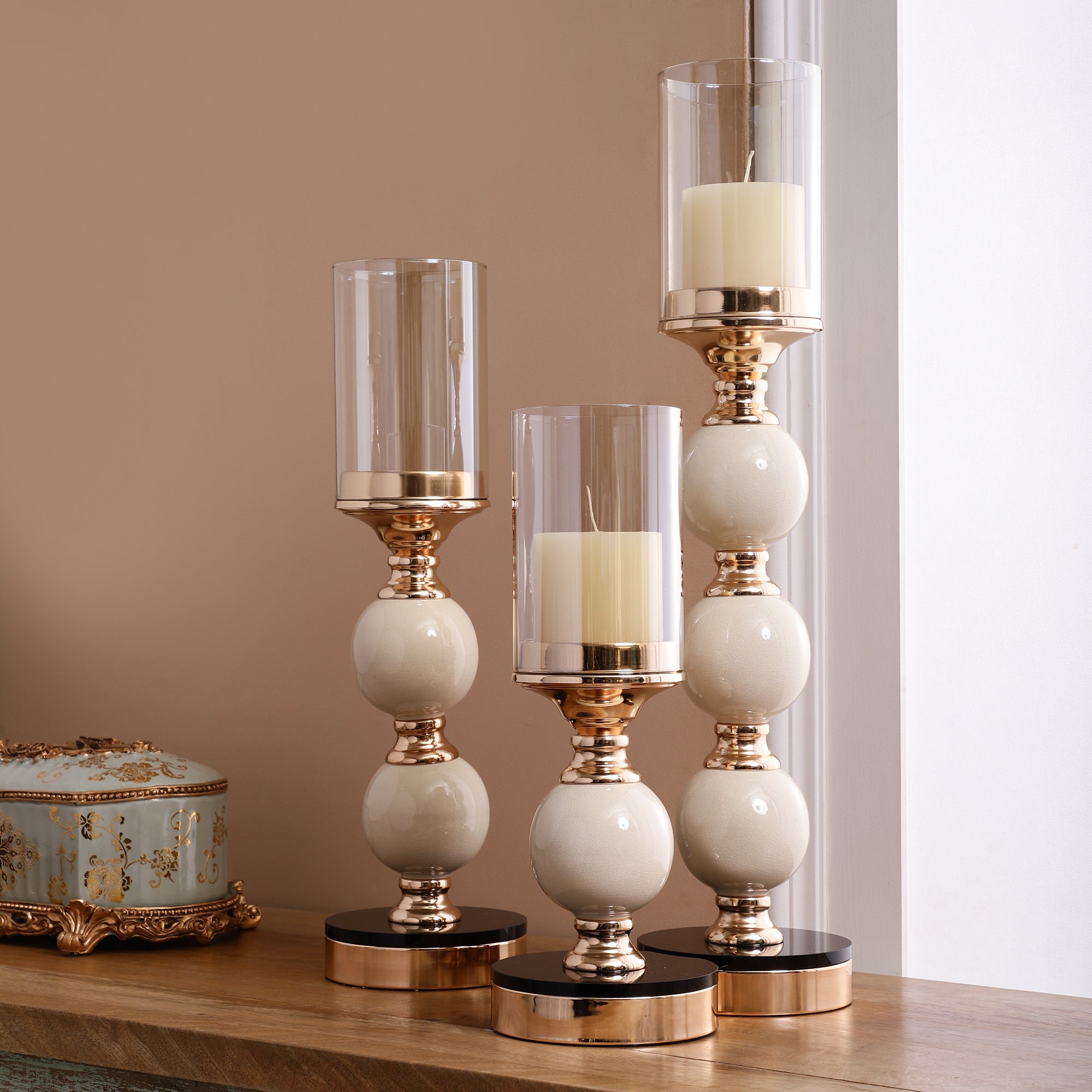 Modern Metal & Ceramic Candle Holder (Single)