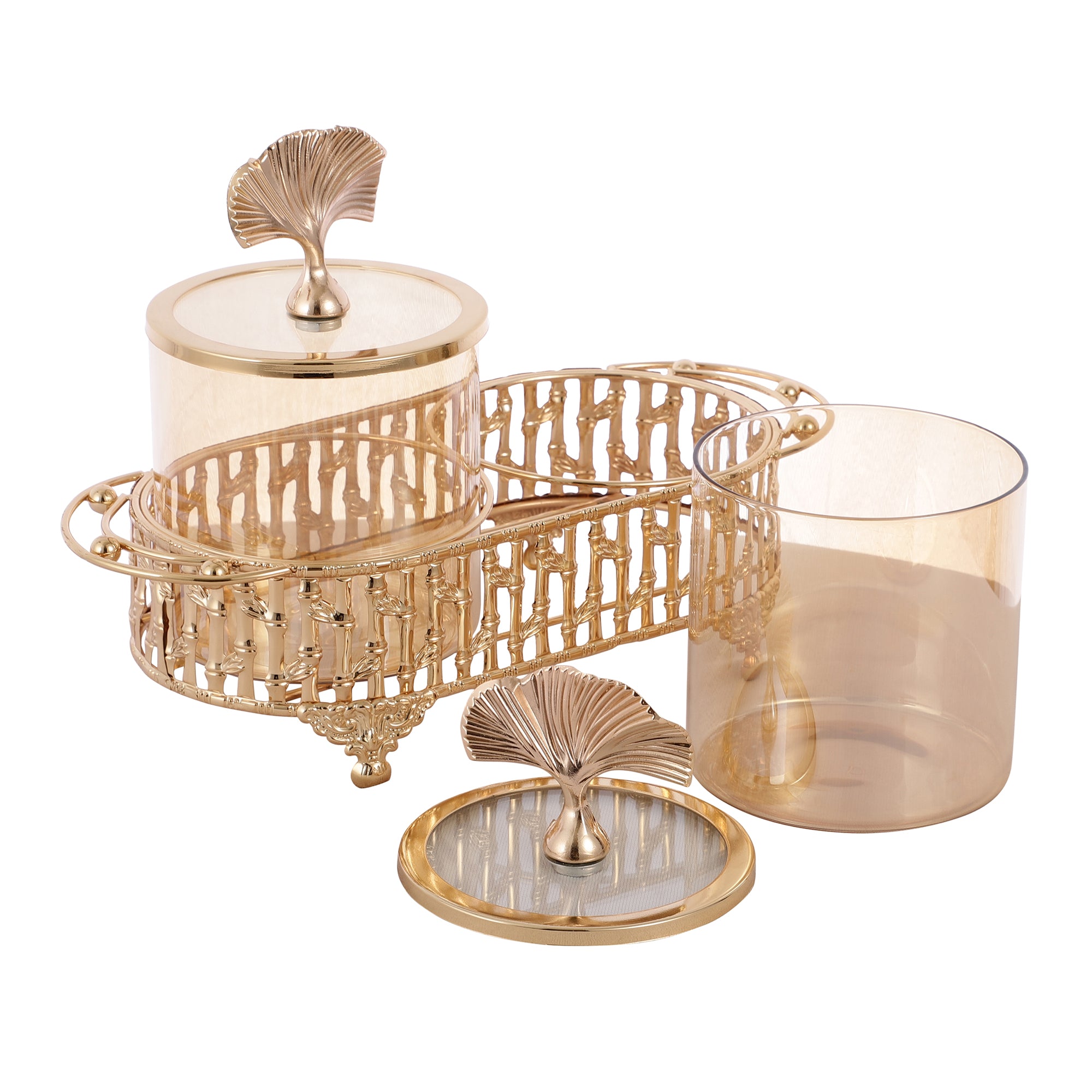 Gold Glass and Metal Snack Jar (Set of 2)