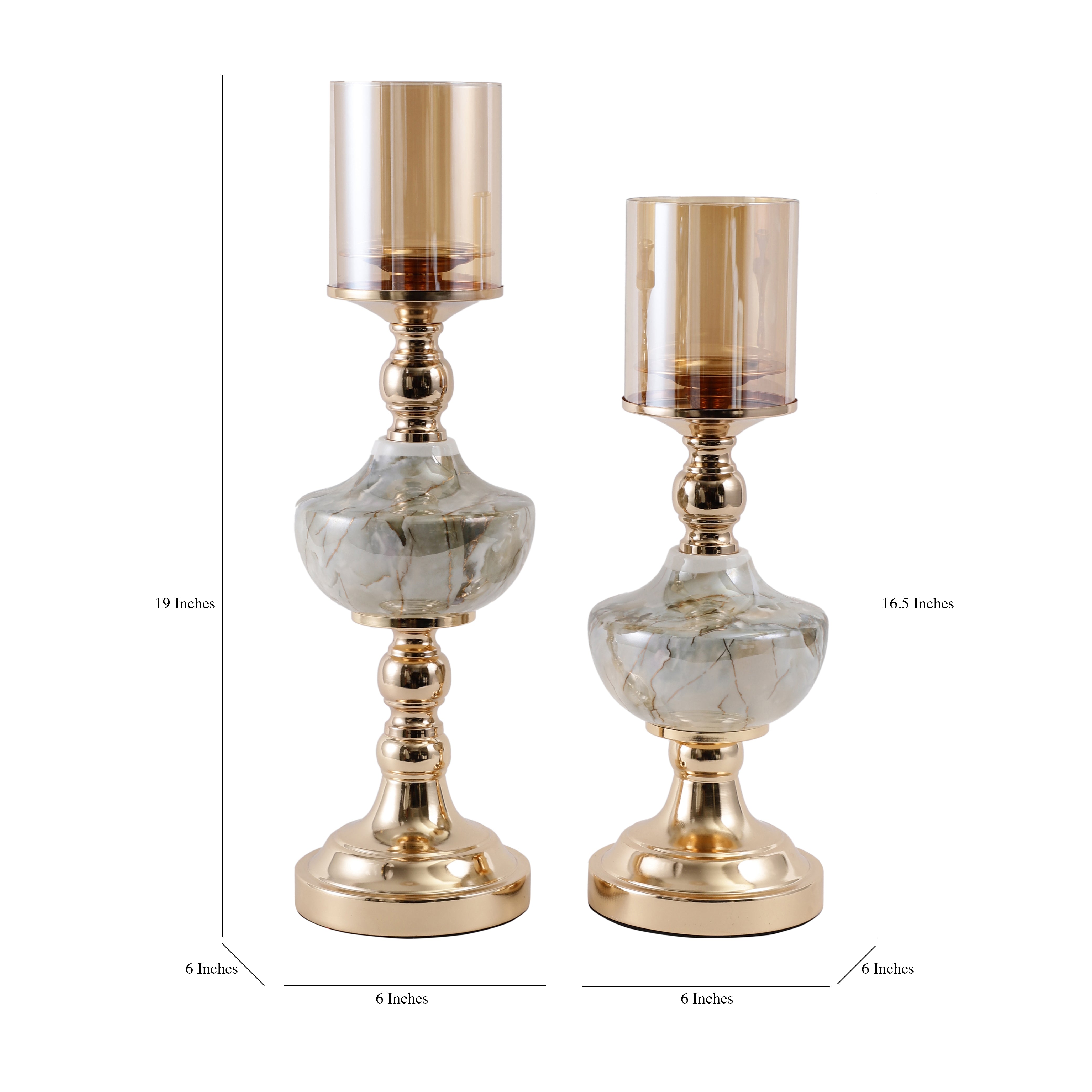 Elegant Metal & Marble Finish Candle Holder (Single)