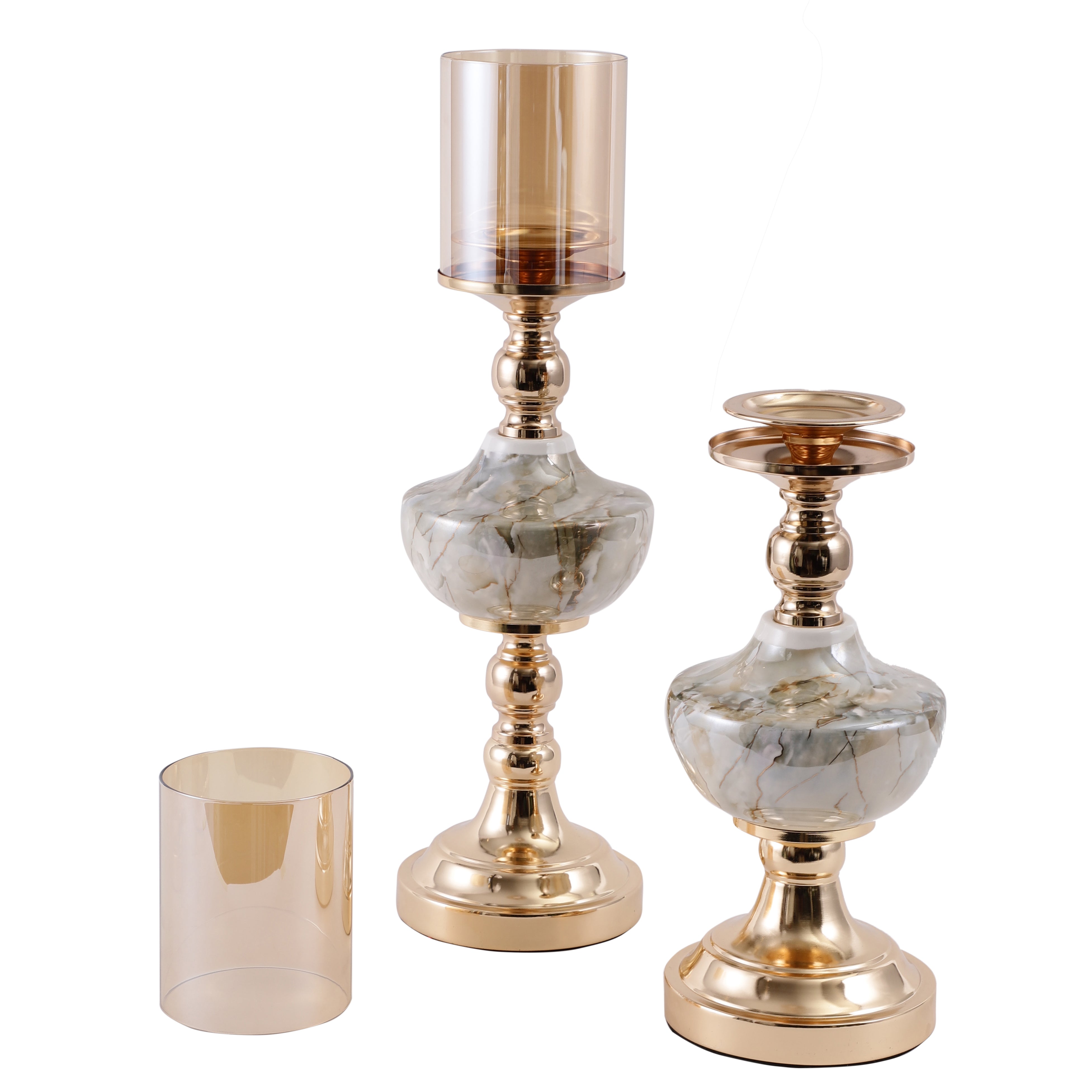 Elegant Metal & Marble Finish Candle Holder (Single)