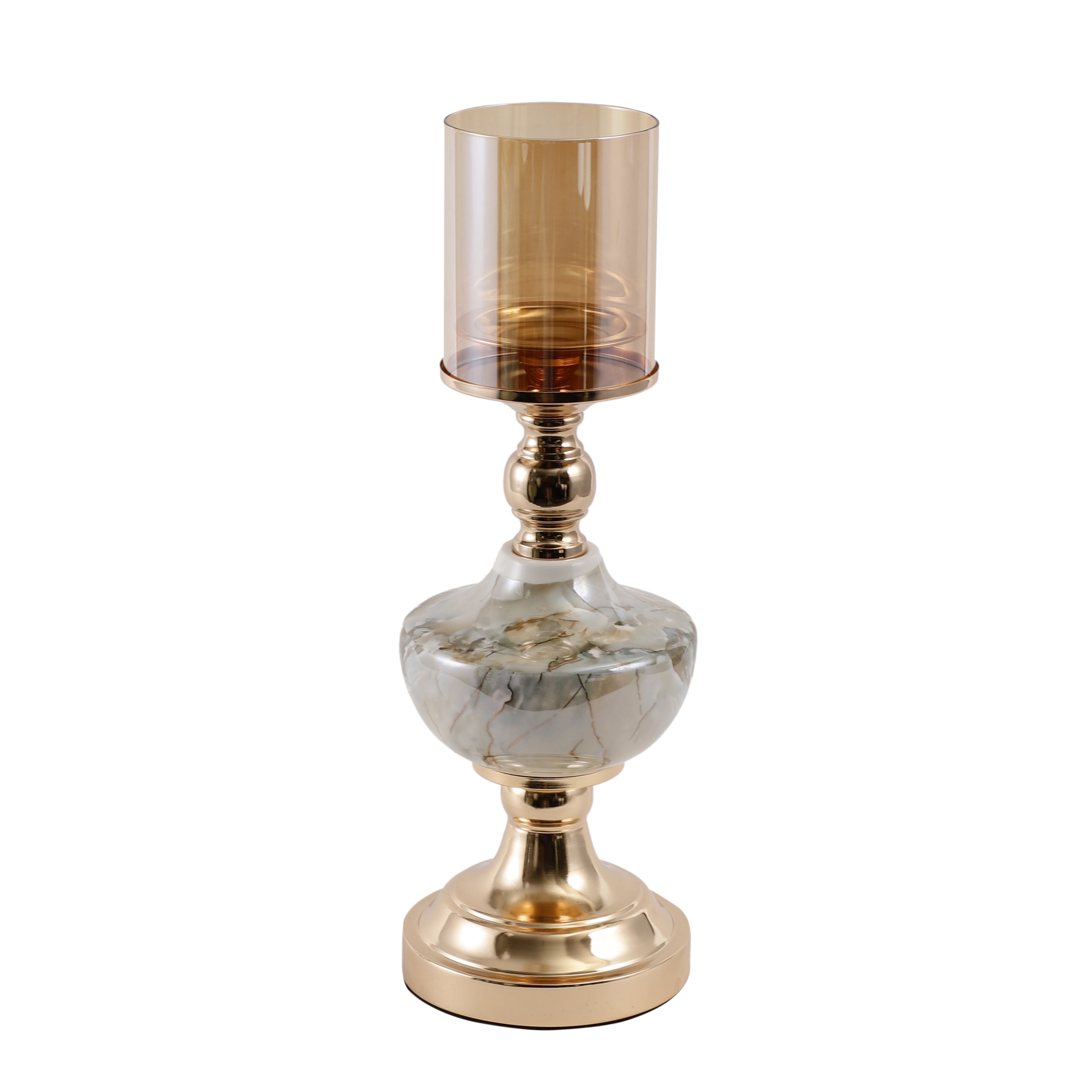 Elegant Metal & Marble Finish Candle Holder (Single)