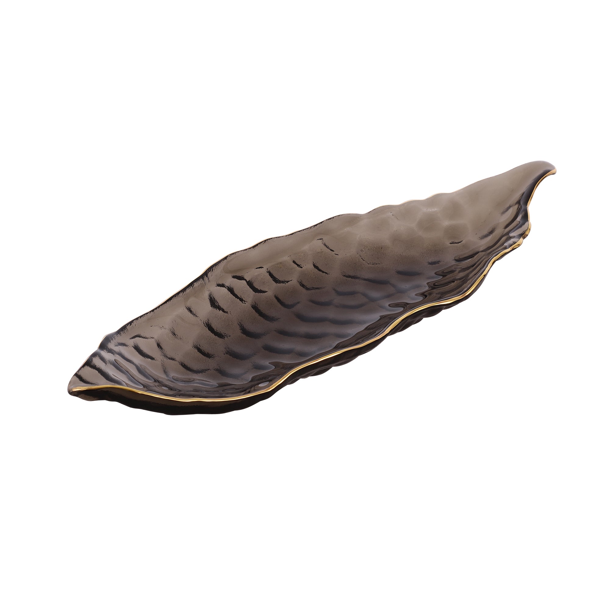 Midnight Leaf Glass Platter