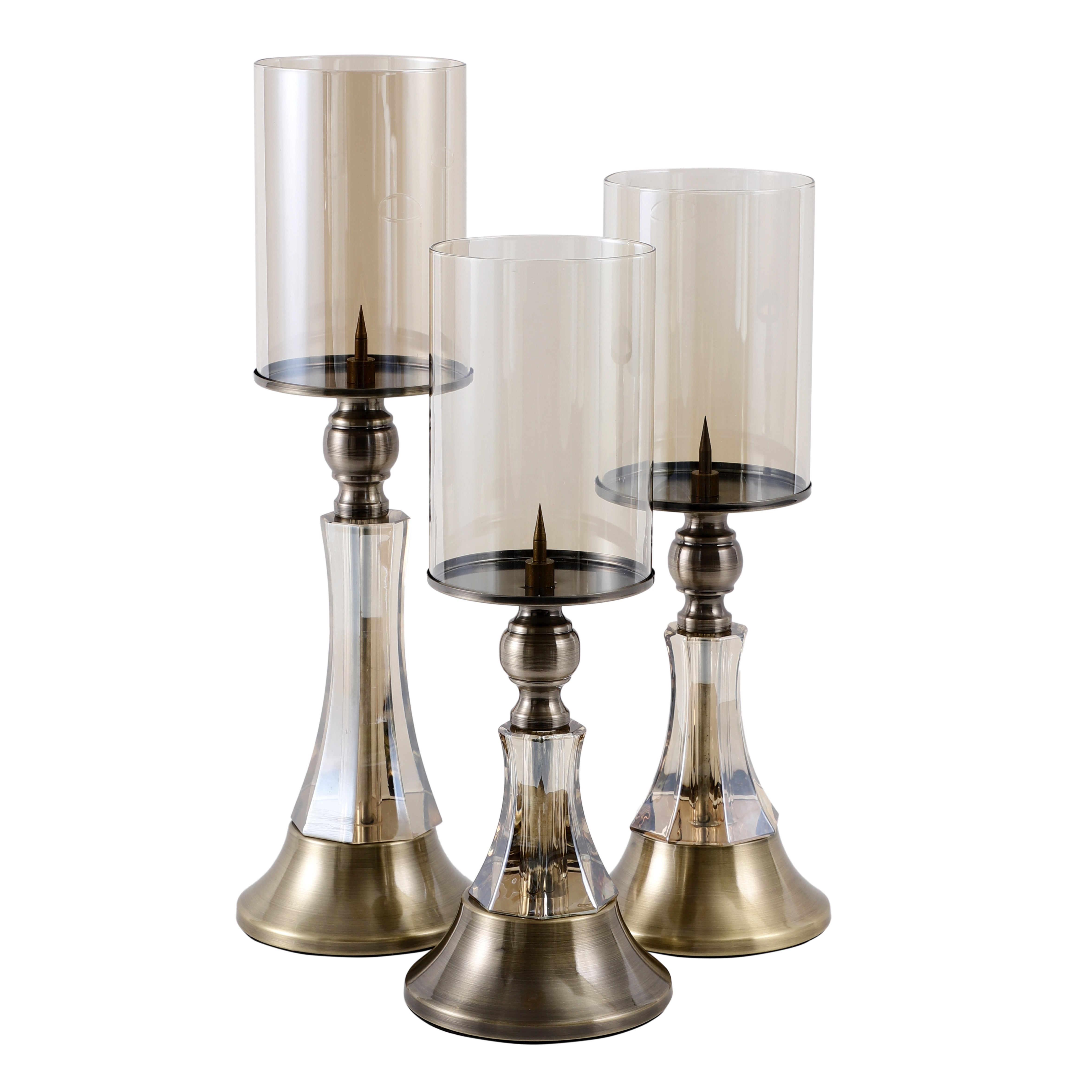 Metal & Crystal Conical Candle Holder (Single)