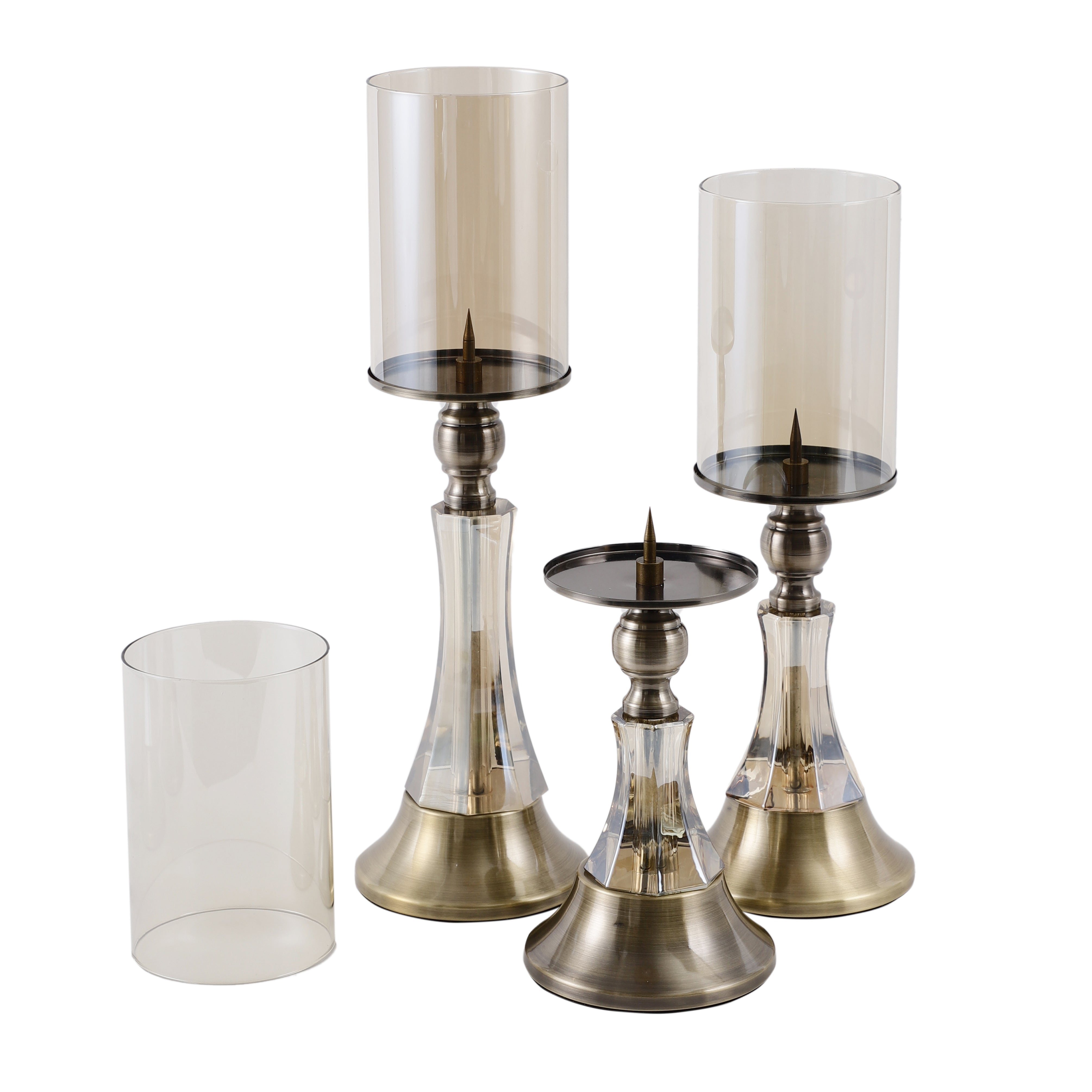 Metal & Crystal Conical Candle Holder (Single)