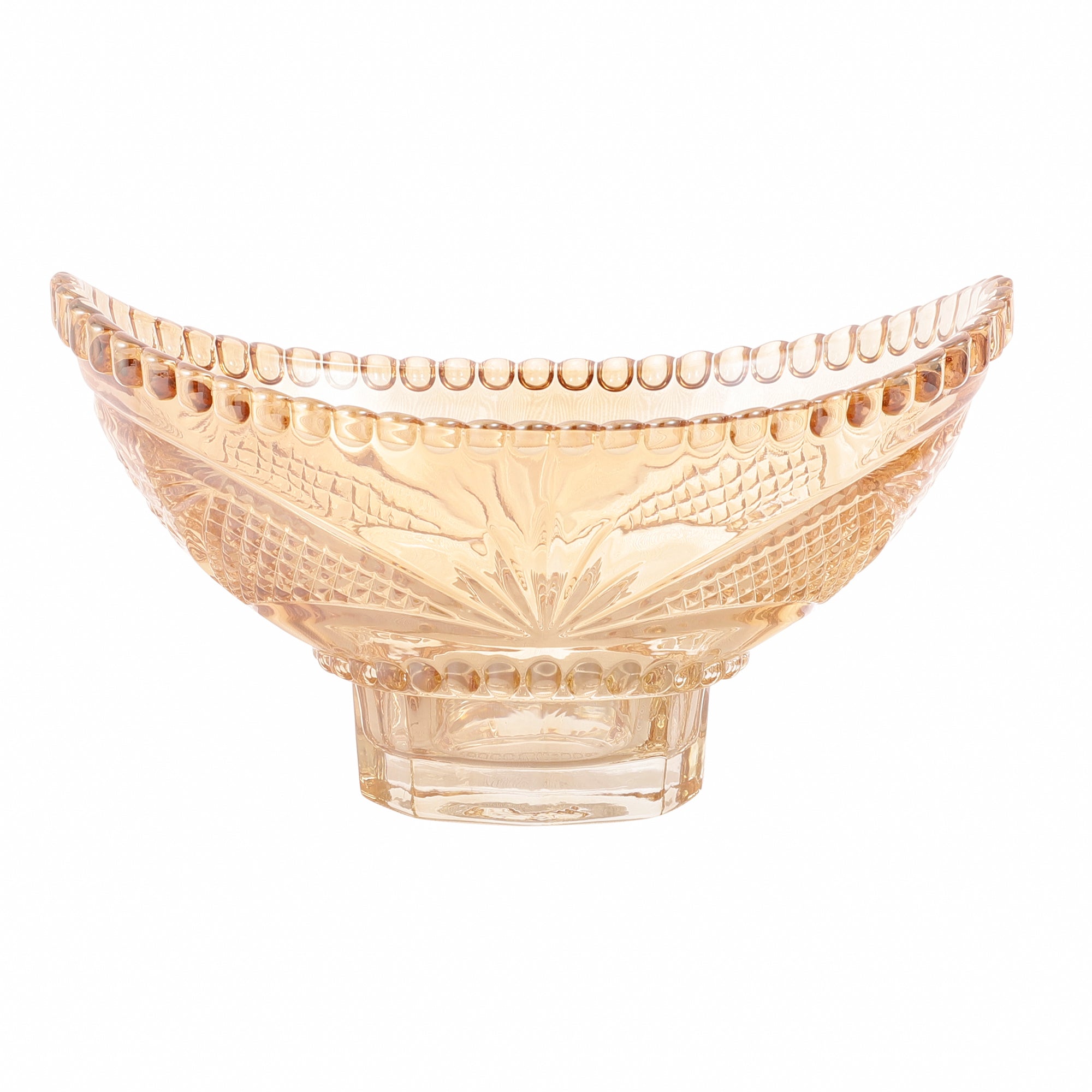 Boat Shaped Crystal Glass Serving Bowl