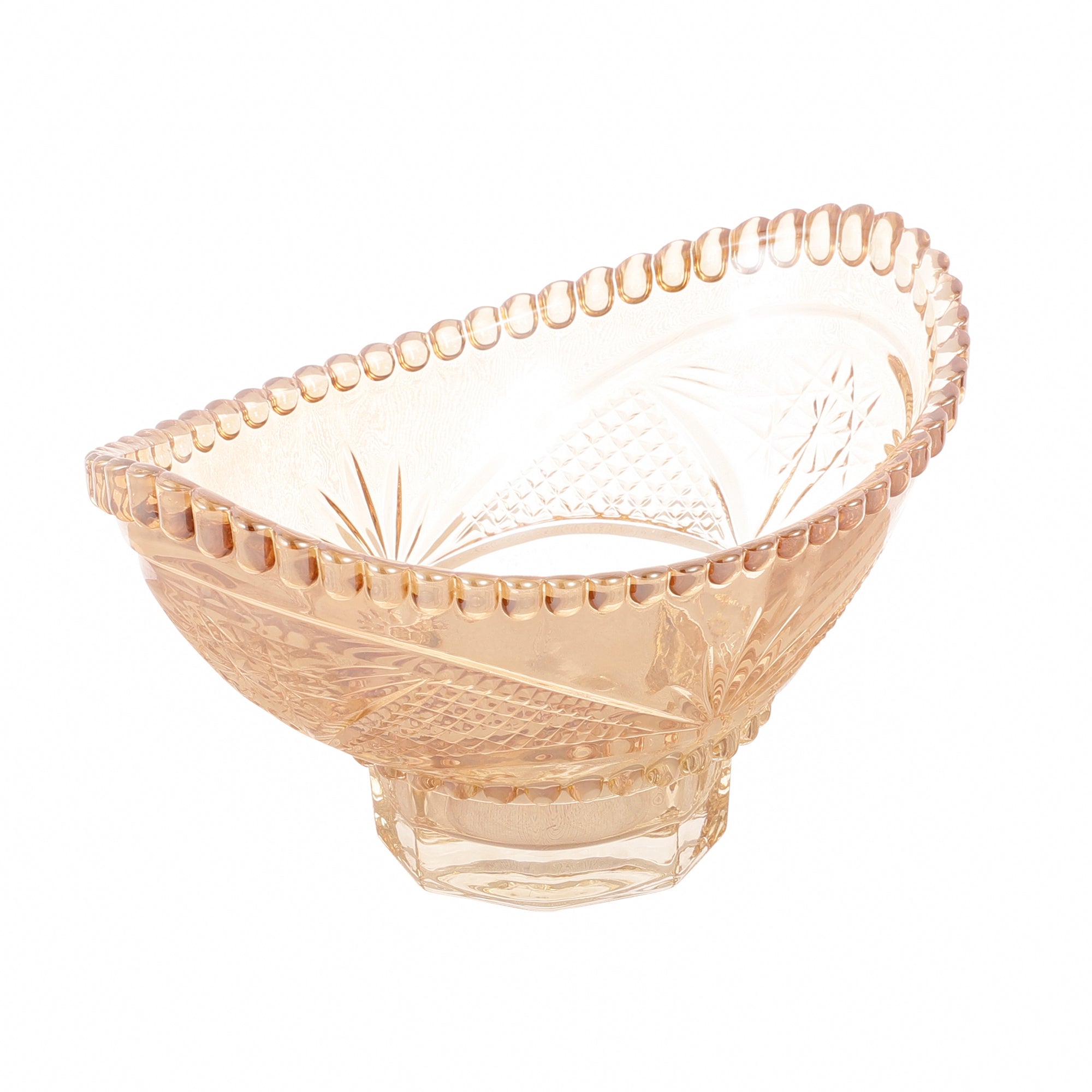 Boat Shaped Crystal Glass Serving Bowl