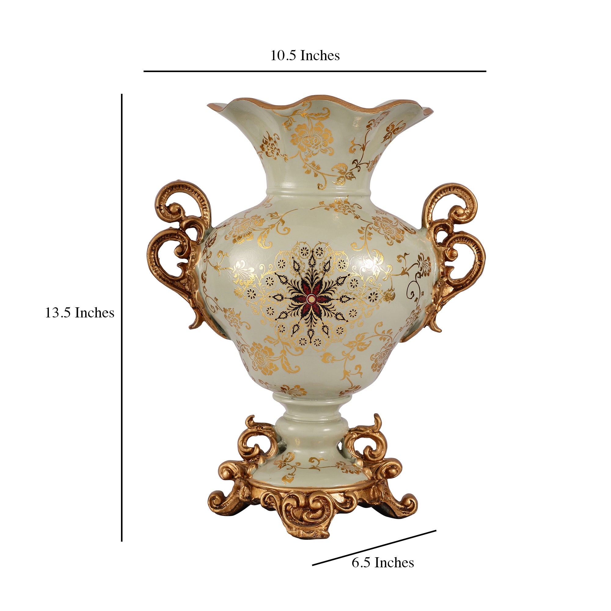 Regalia Gold and Blue Grey Ceramic Vase (Medium/Short)
