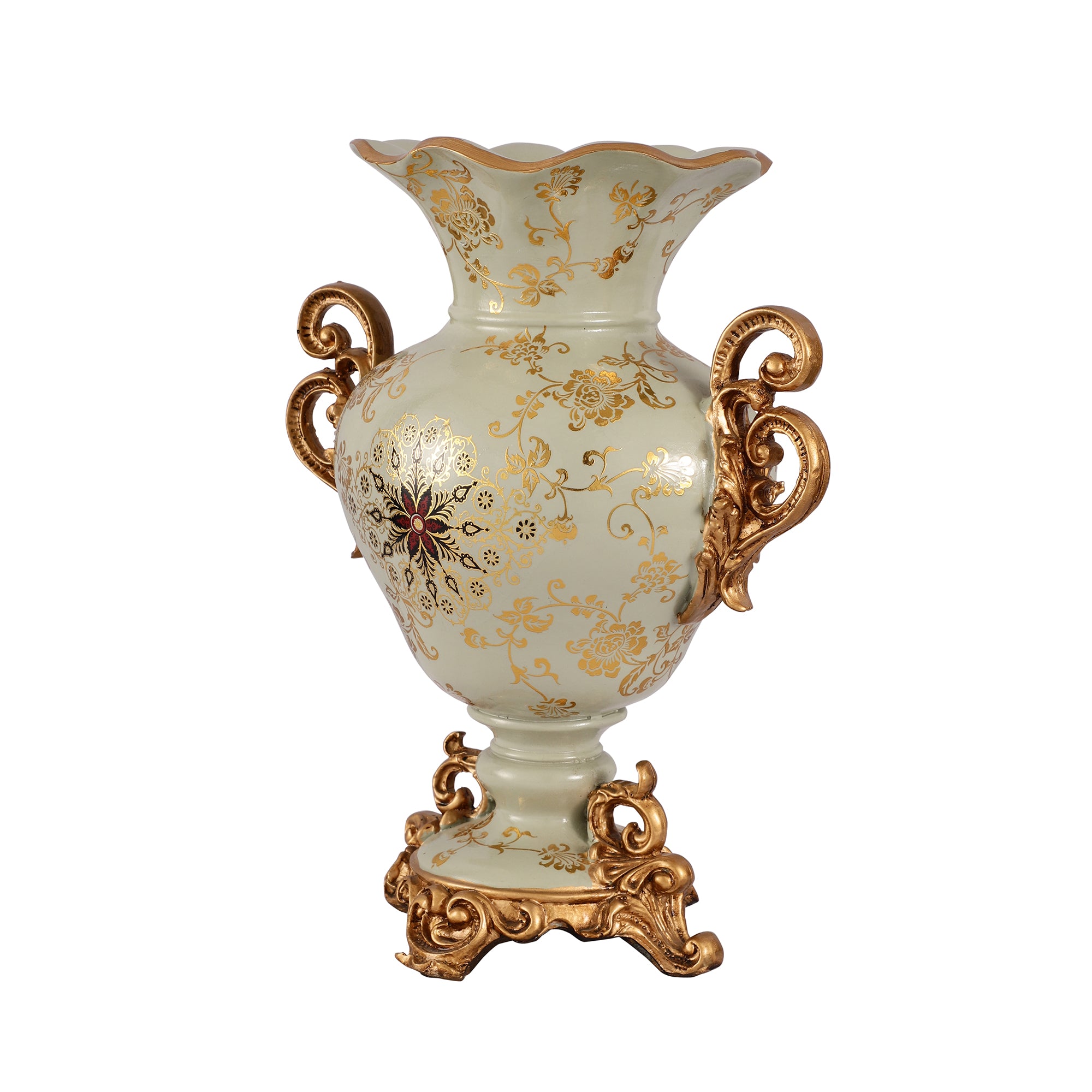 Regalia Gold and Blue Grey Ceramic Vase (Medium/Short)
