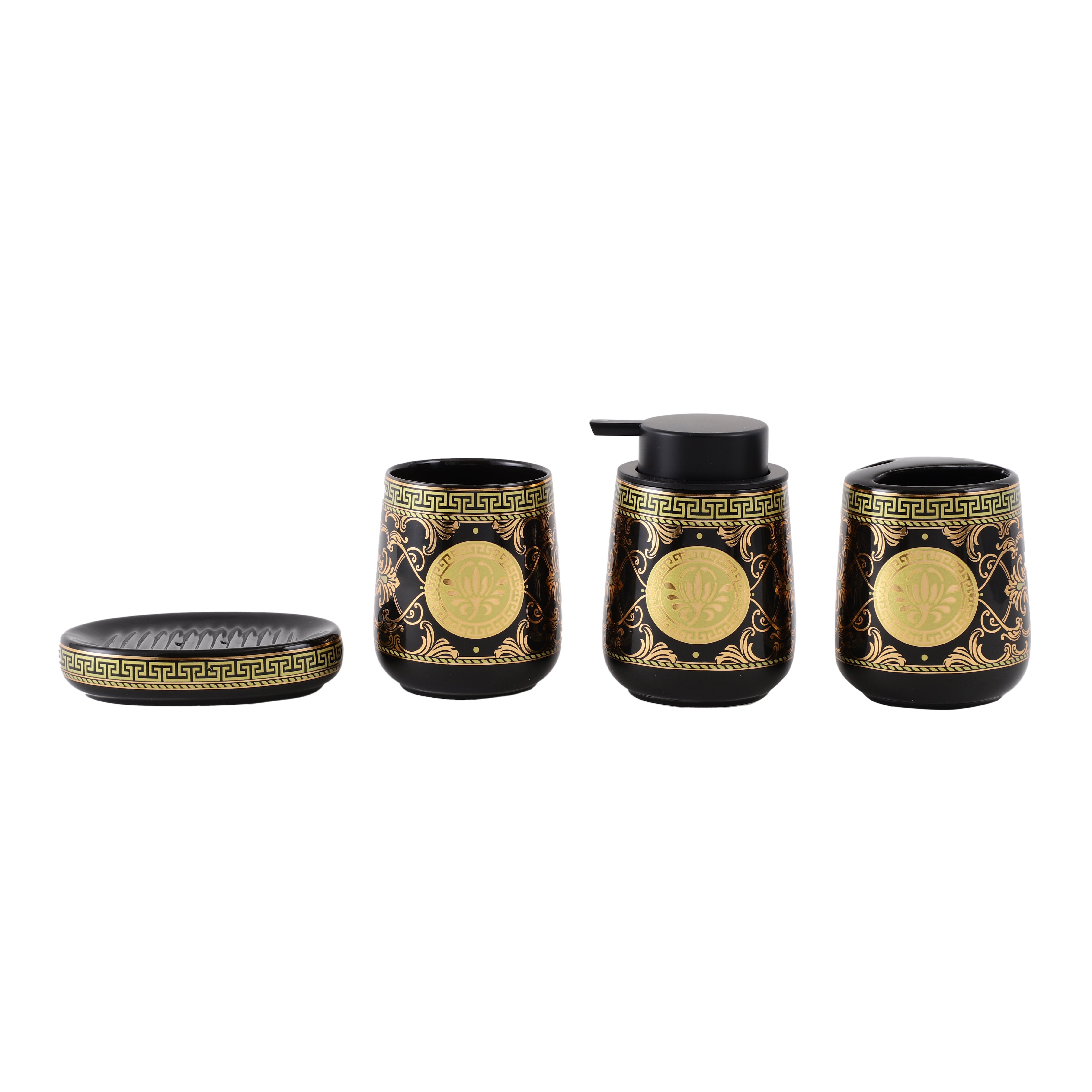 Luxury Black/Gold Roman Art 5 Piece Bath Set