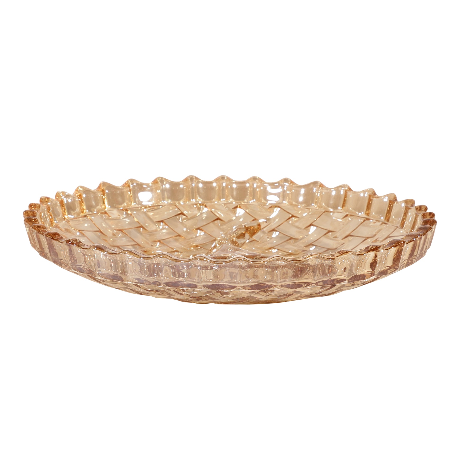 Round Checkered Crystal Glass Serving Platter (Medium)