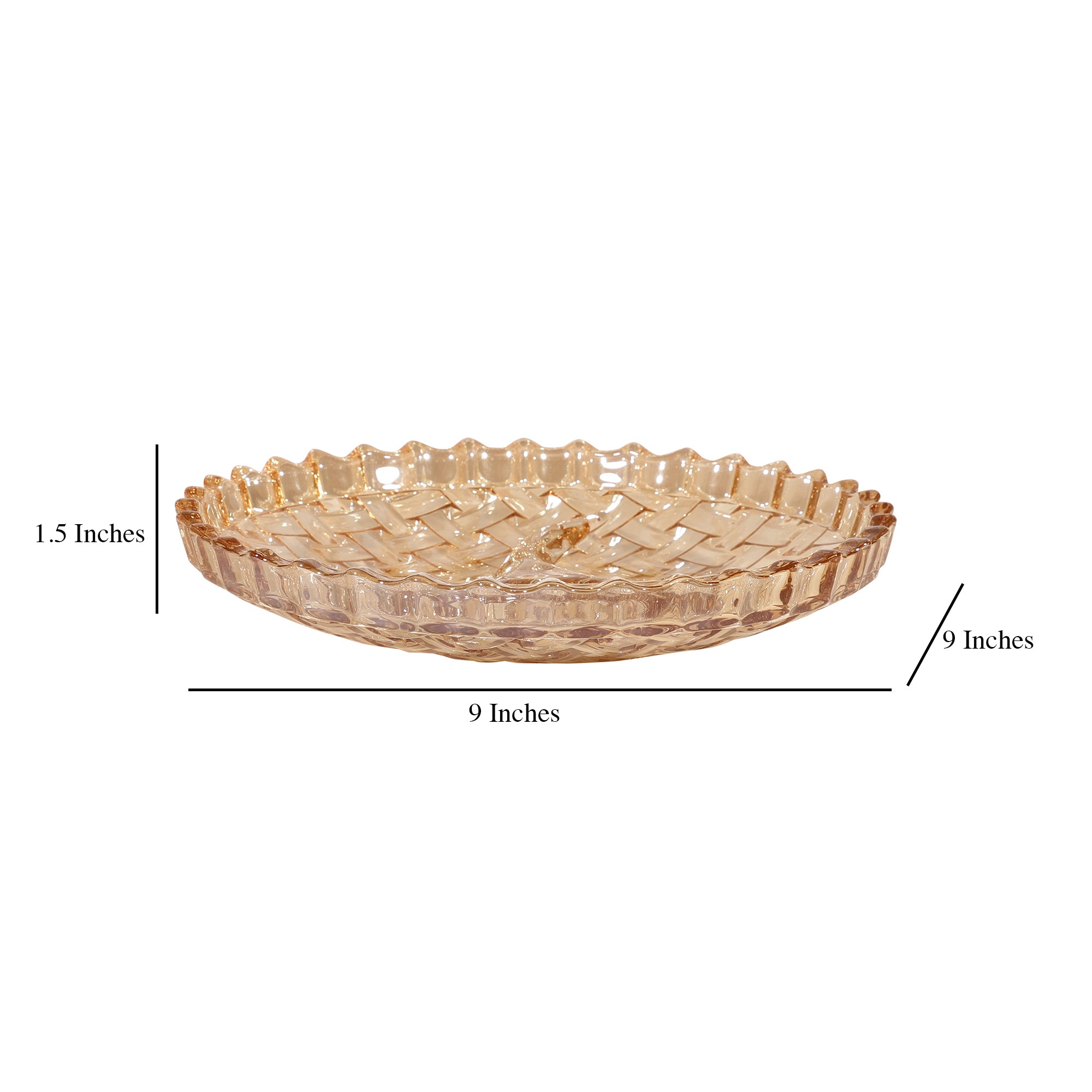 Round Checkered Crystal Glass Serving Platter (Medium)