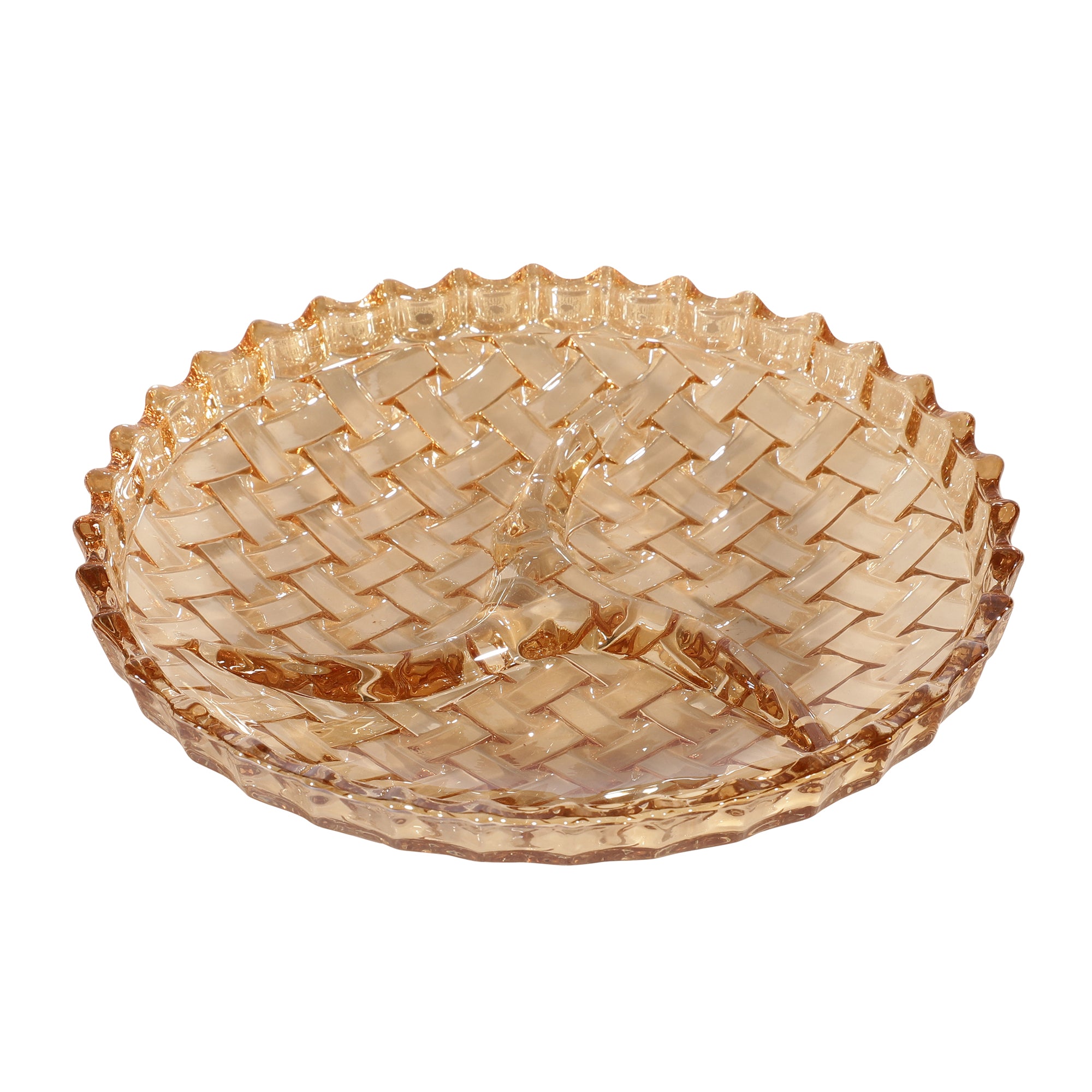 Round Checkered Crystal Glass Serving Platter (Medium)