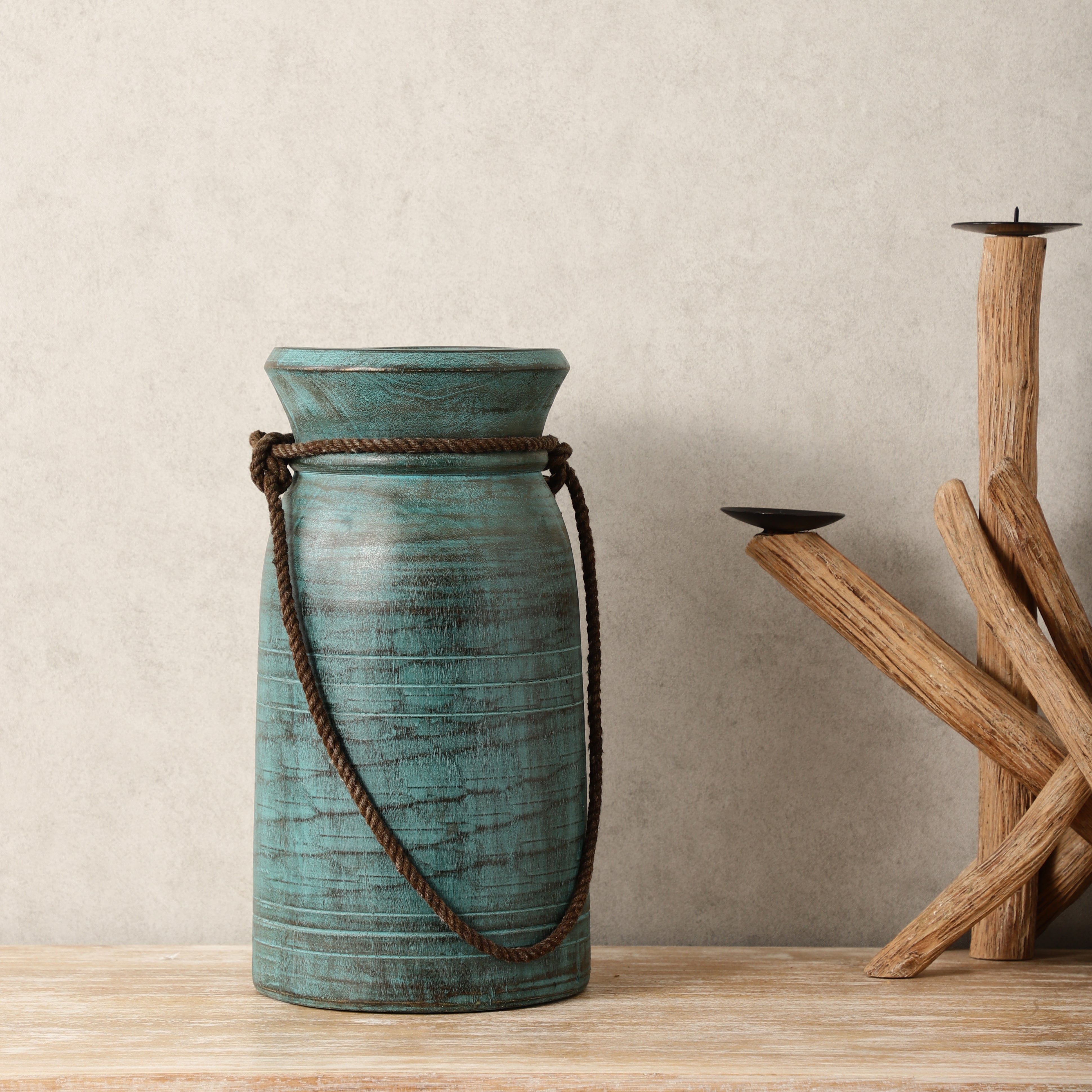 Antique Blue Wooden Pot
