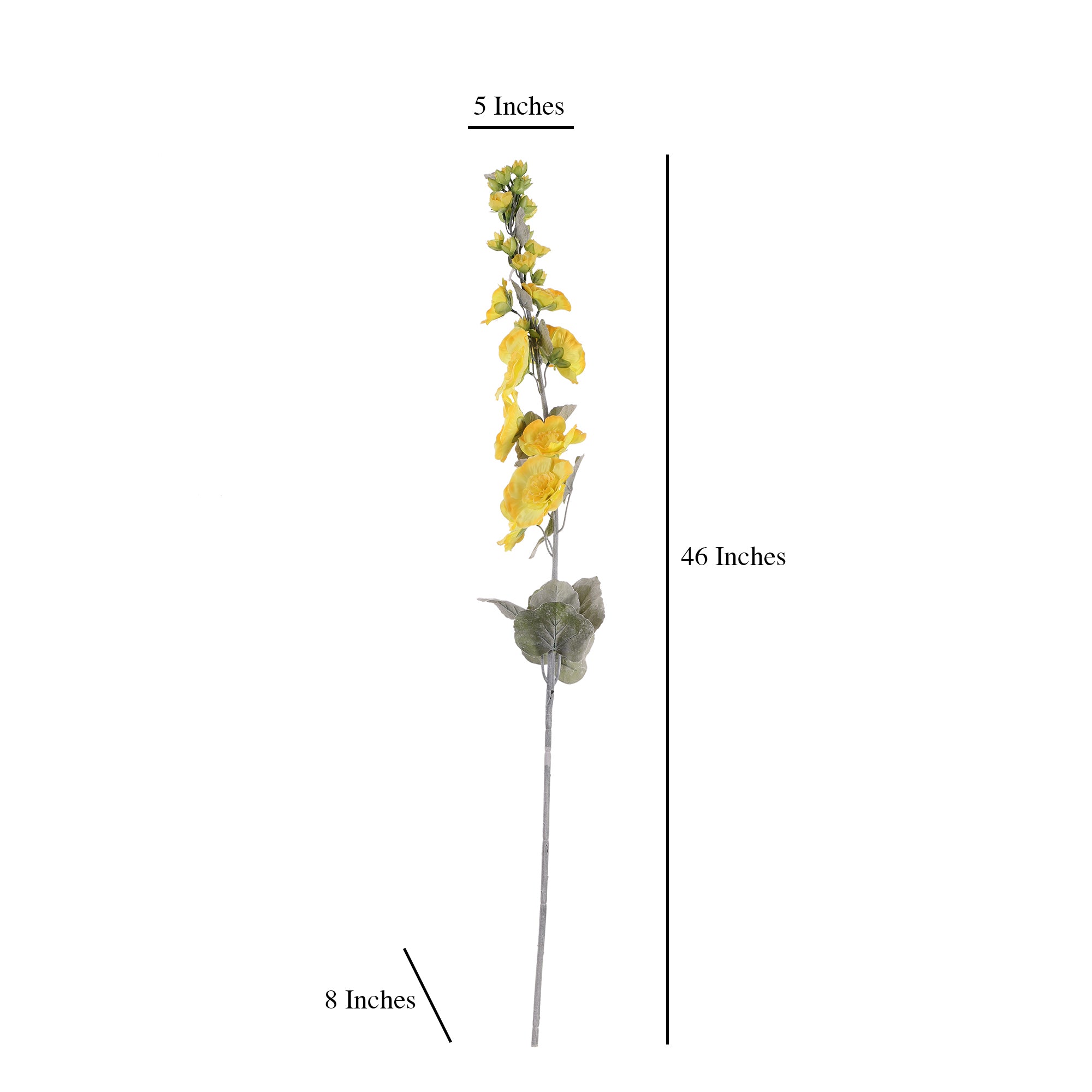 Sunshine Yellow Hollyhock Faux Flower Stick (Single)