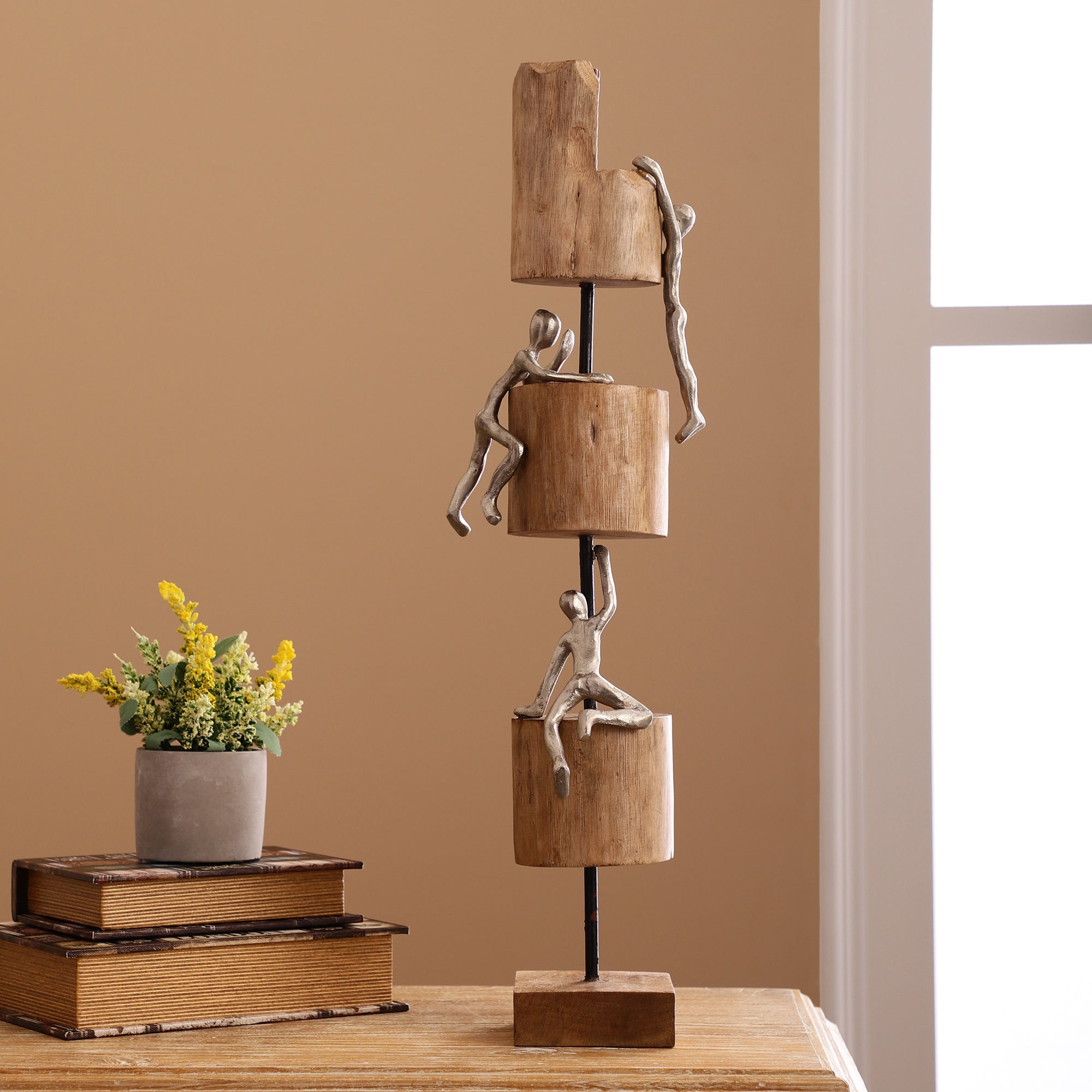Scaling Heights Modern Wooden Table Sculpture