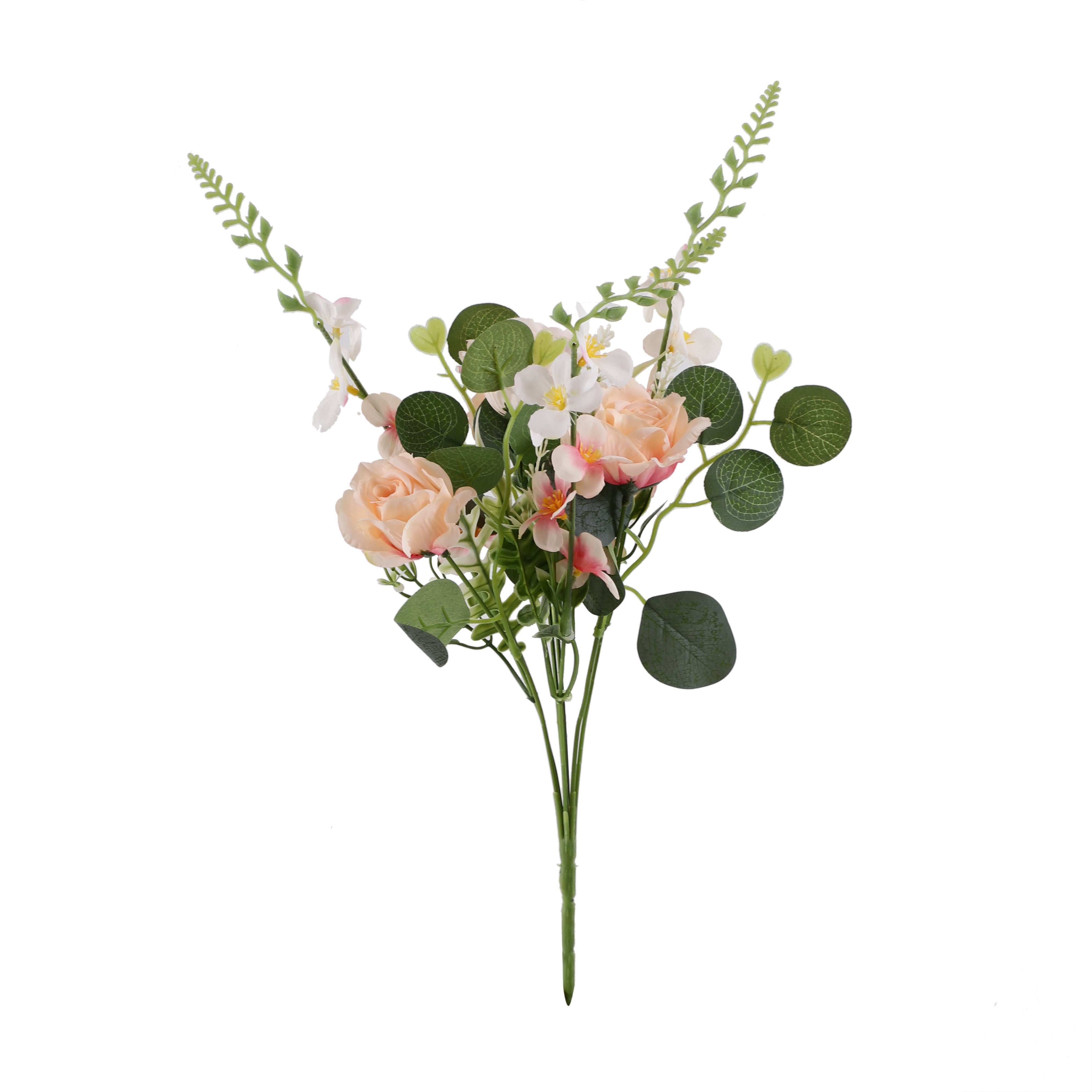 Peach Fern Rose Bunch (Single)