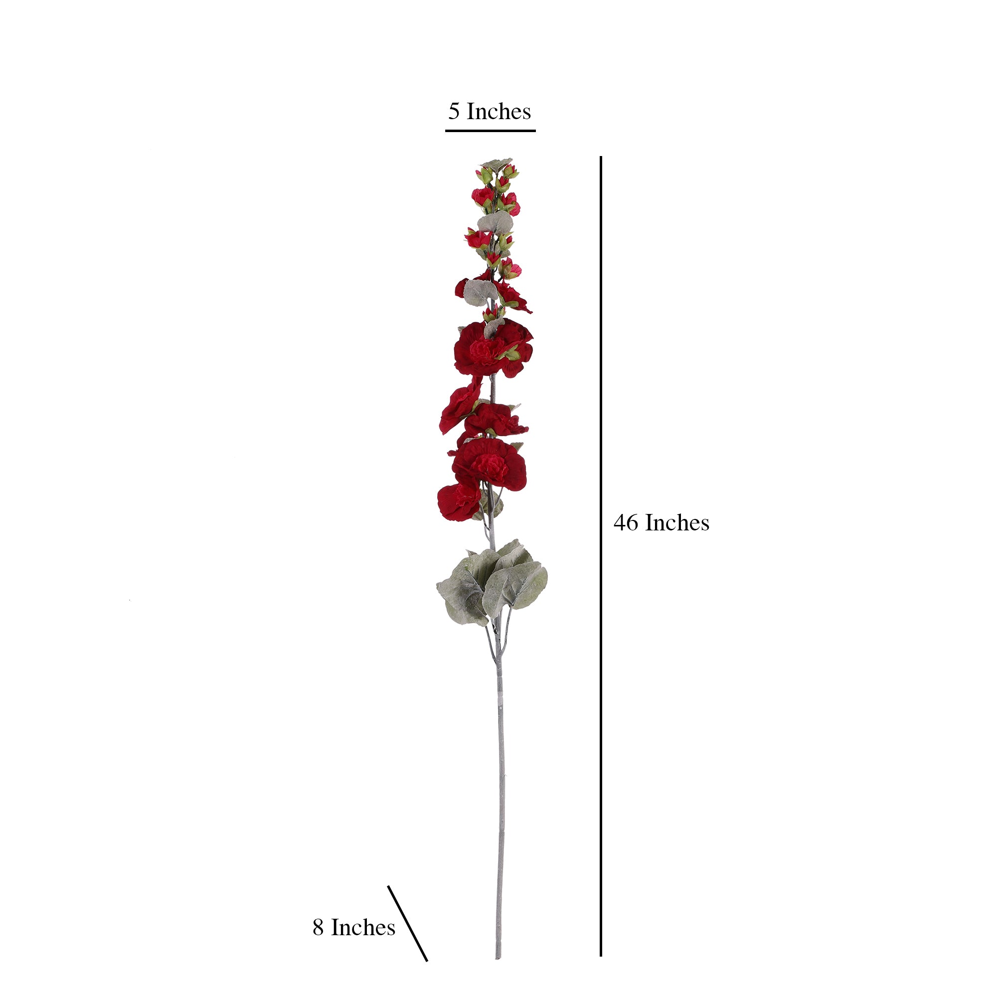 Red Velvet Hollyhock Faux Flower Stick (Single)