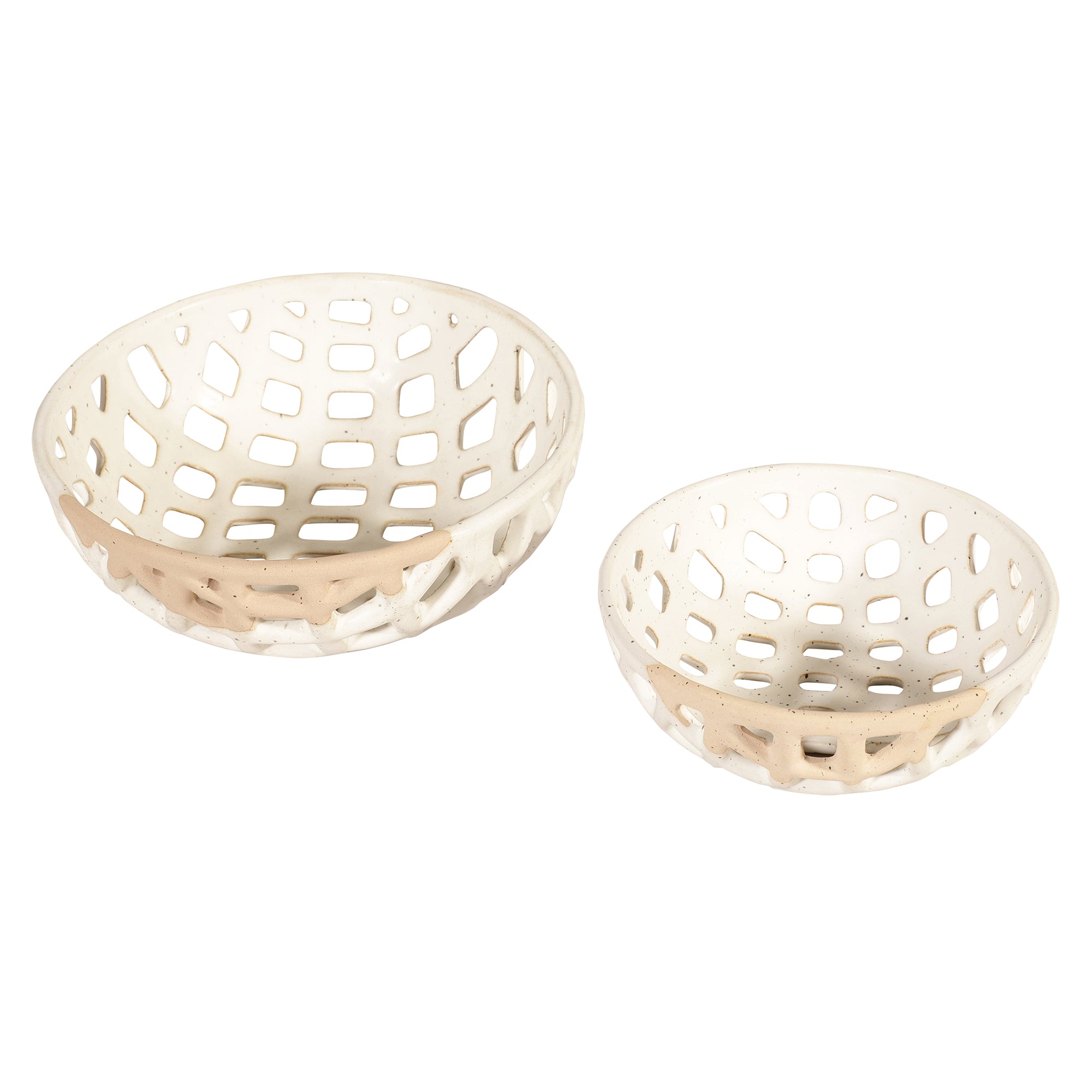 Ceramic Checkered Fruit Basket (Set of 2)