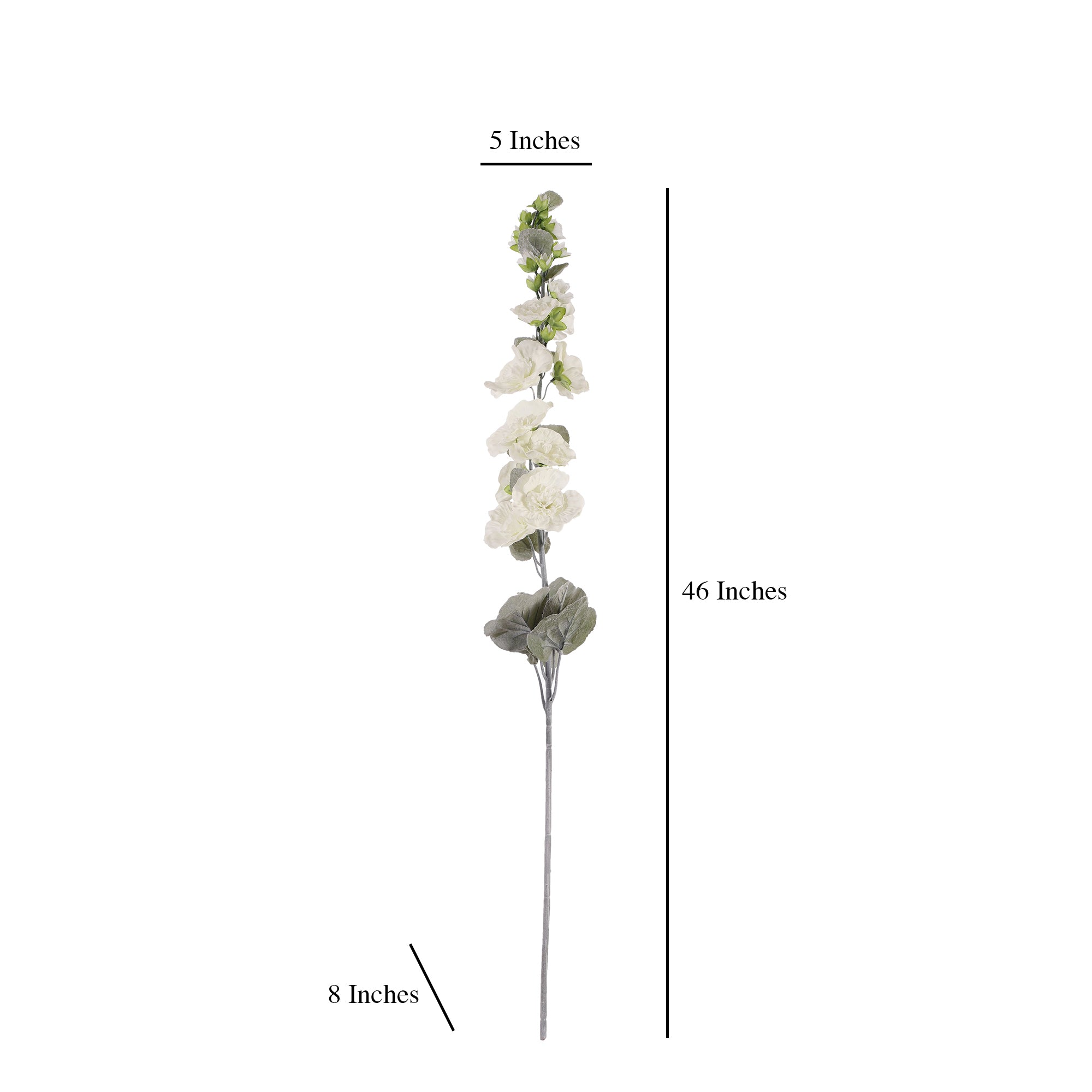 Pristine White Hollyhock Faux Flower Stick (Single)