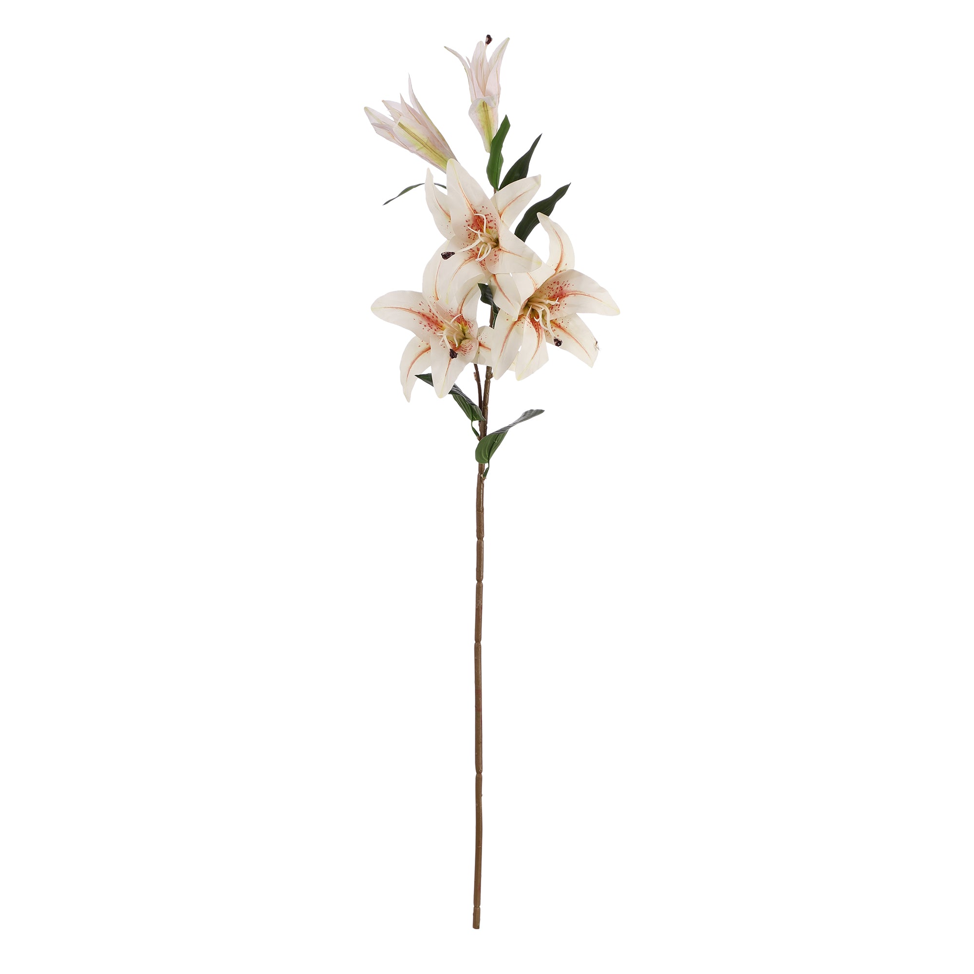 Blooming White Lily Faux Flower Stick (Single)